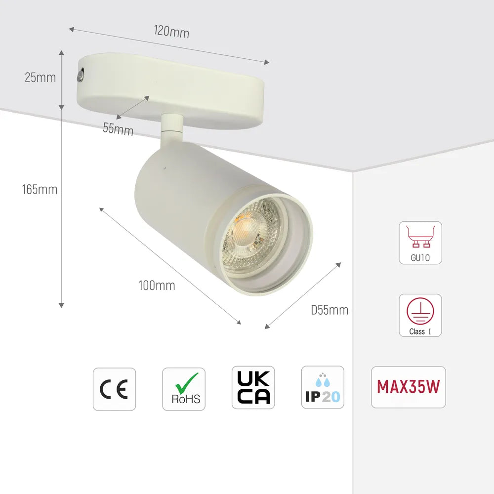 Tamaño y especificaciones técnicas del Foco Circular Glow GU10 Fixture-172-03031