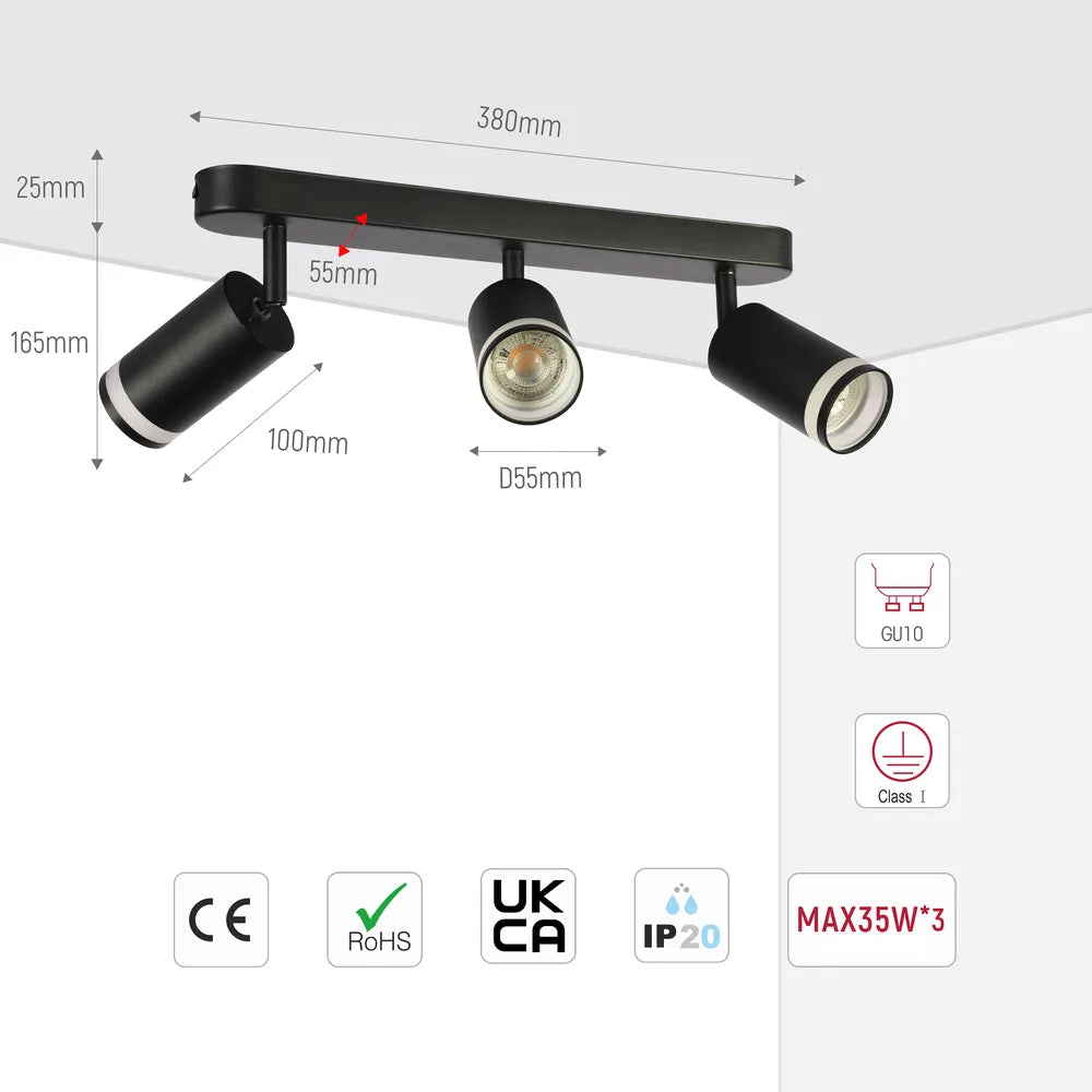 Tamaño y especificaciones técnicas del Foco Circular Glow GU10 Fixture-172-03037