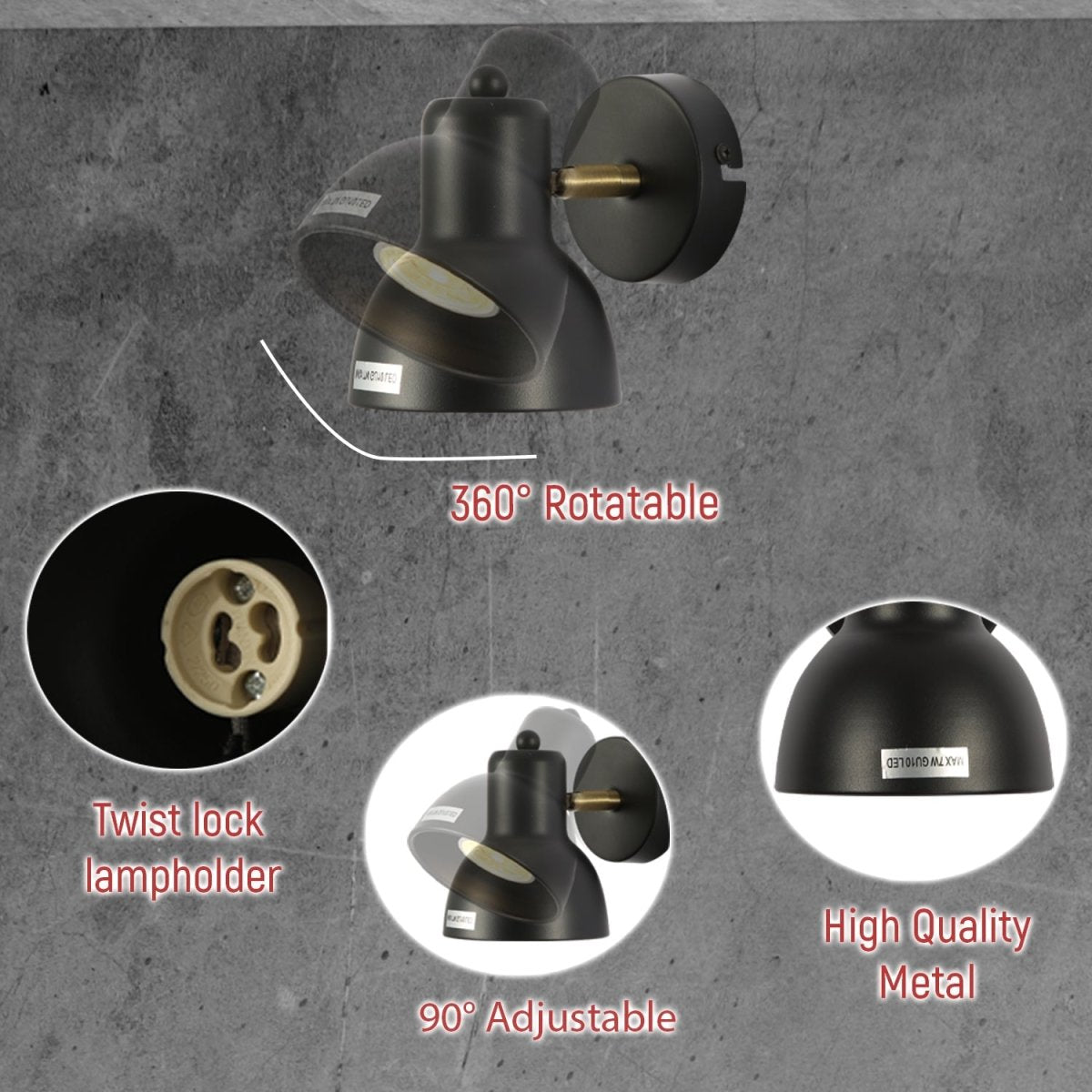 Primeros planos del Foco Hektor de 1 vía con conexión GU10 Latón Antiguo Negro | TEKLED 172-03126