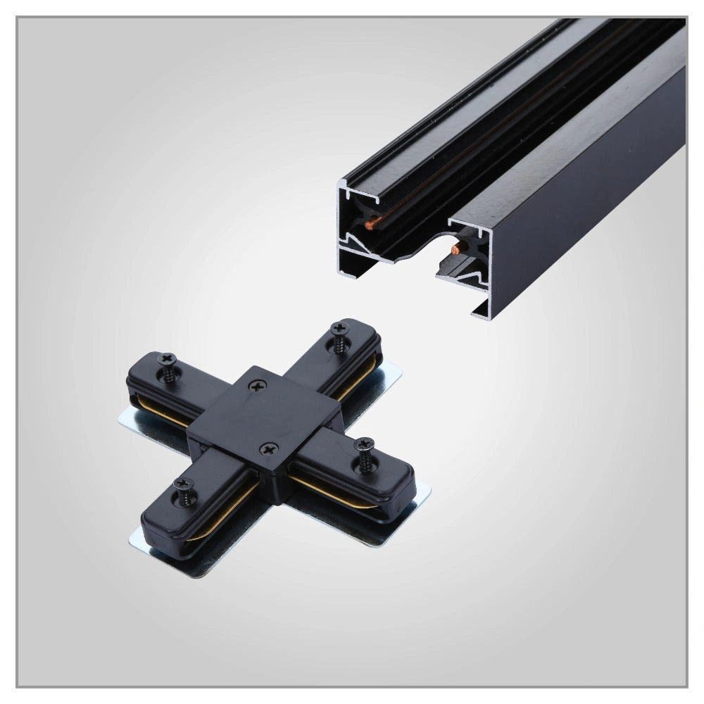 Main image of Connector for Track for 2 Conductor Tracklight adaptors X - cross Black 175-15238
