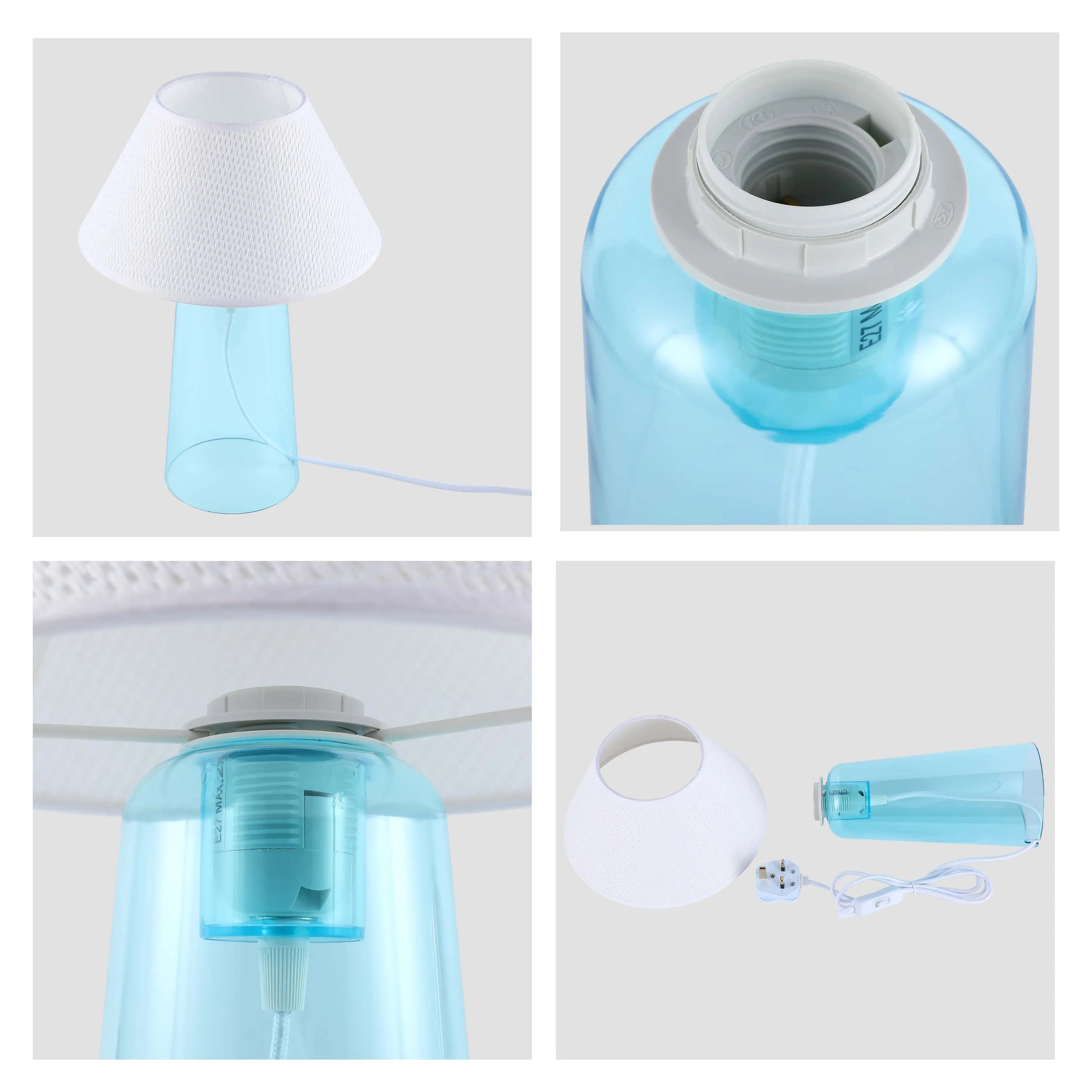 Lámpara de mesa cónica con pantalla de tela - Casquillo E27, regulable, diámetro de 245 mm