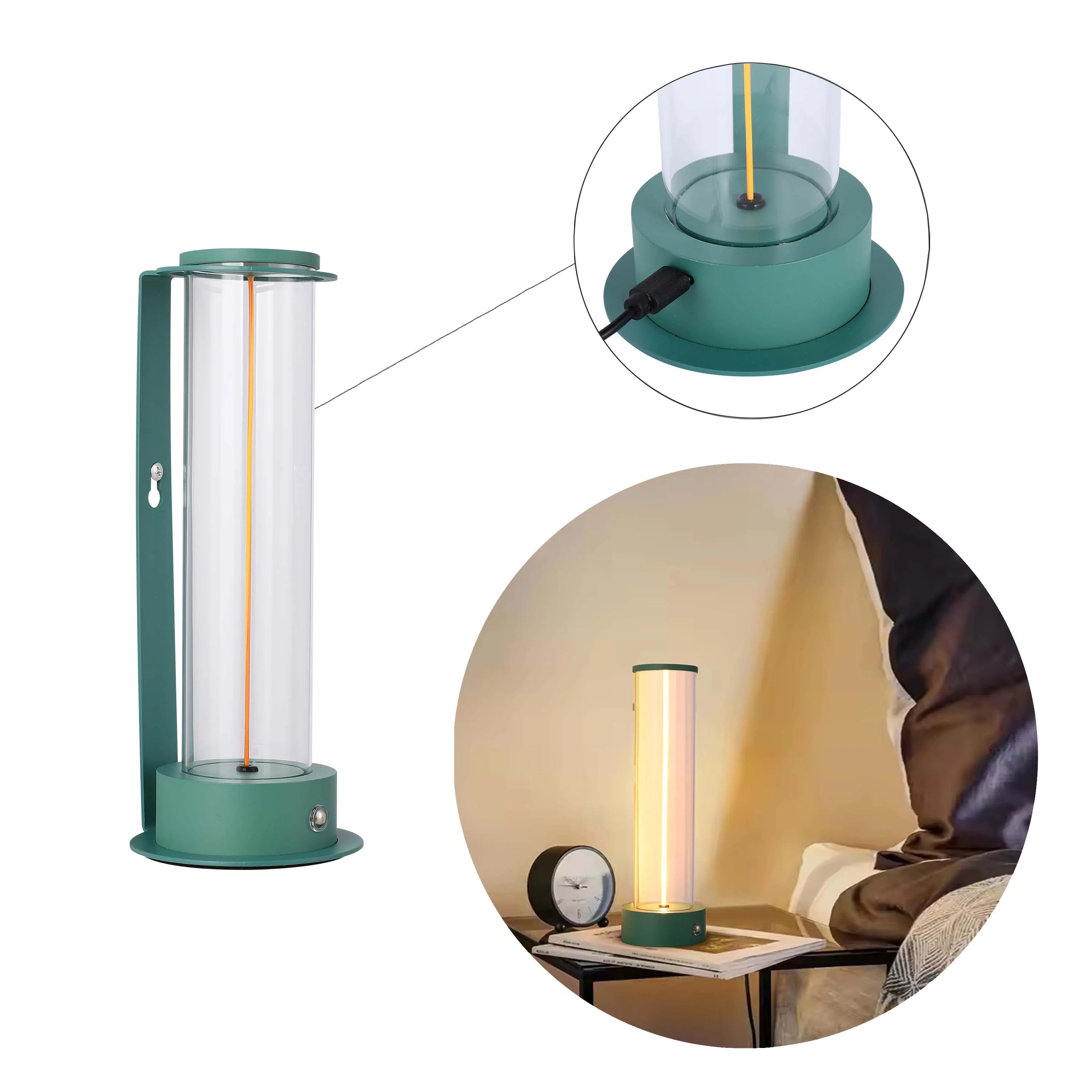 Lámpara de mesa LED inalámbrica con atenuación táctil - Blanco cálido 2600K, recargable, aluminio y vidrio