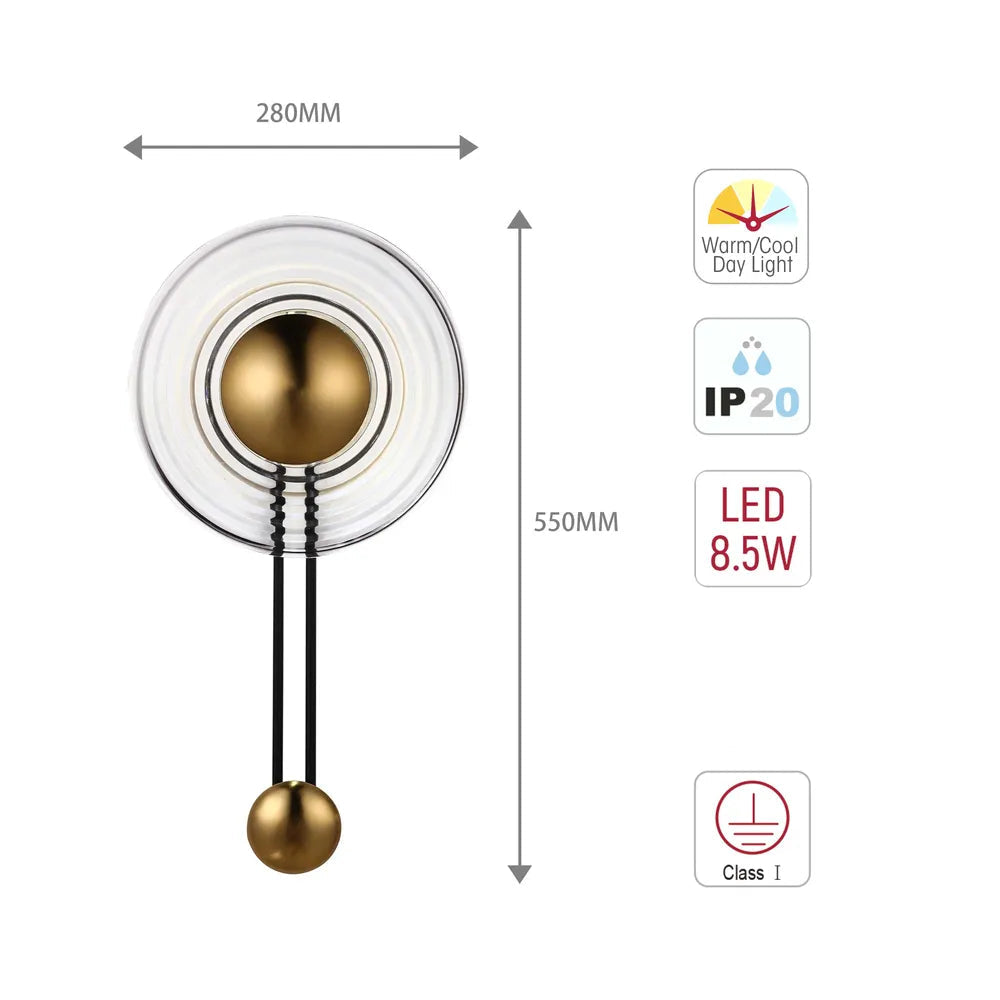 Size and technical specs of the Cosmic Ripple Wall Light-151-19316
