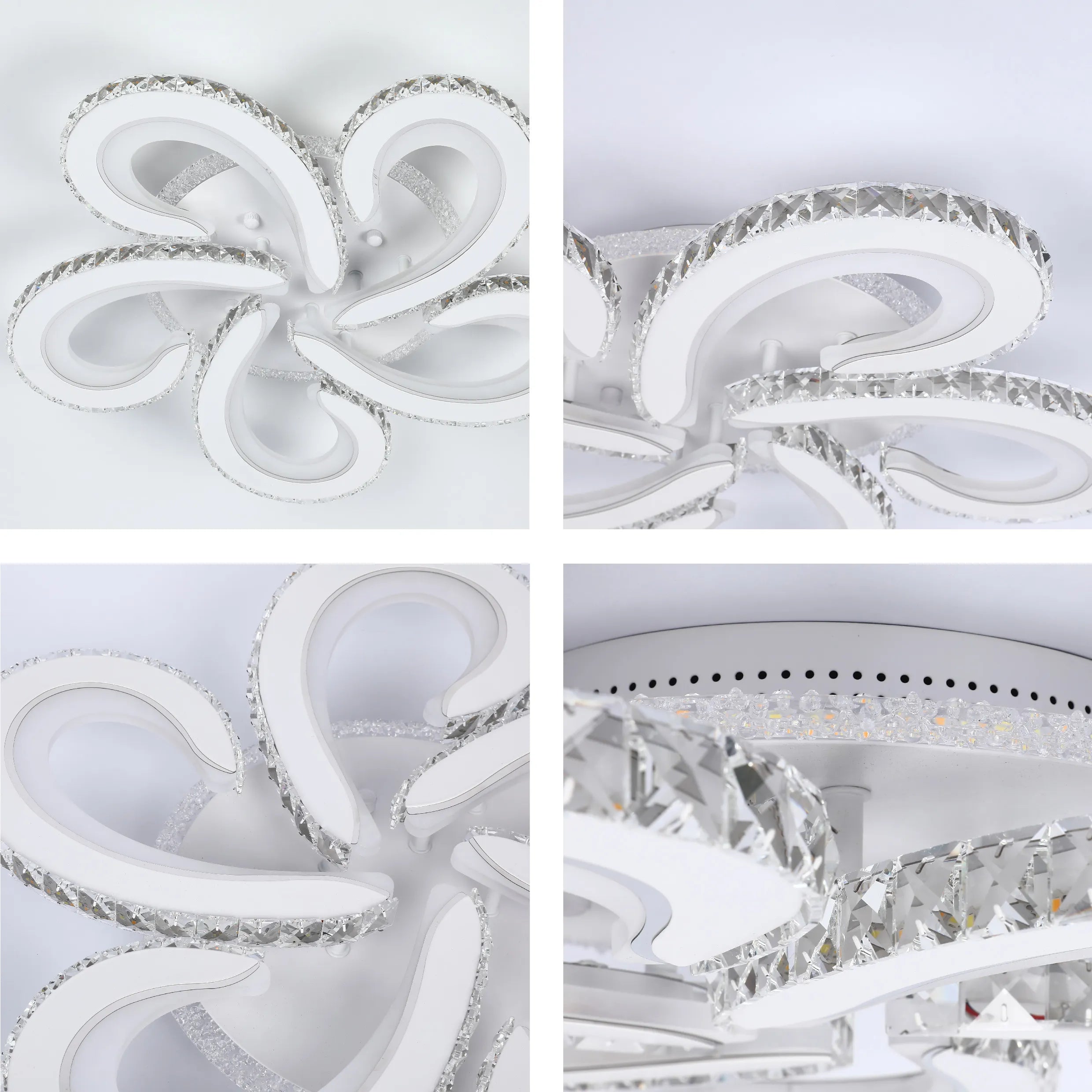 Lámparas de techo LED con cristal - Diseños floral, doble anillo, doble cuadrado, anillo cuádruple