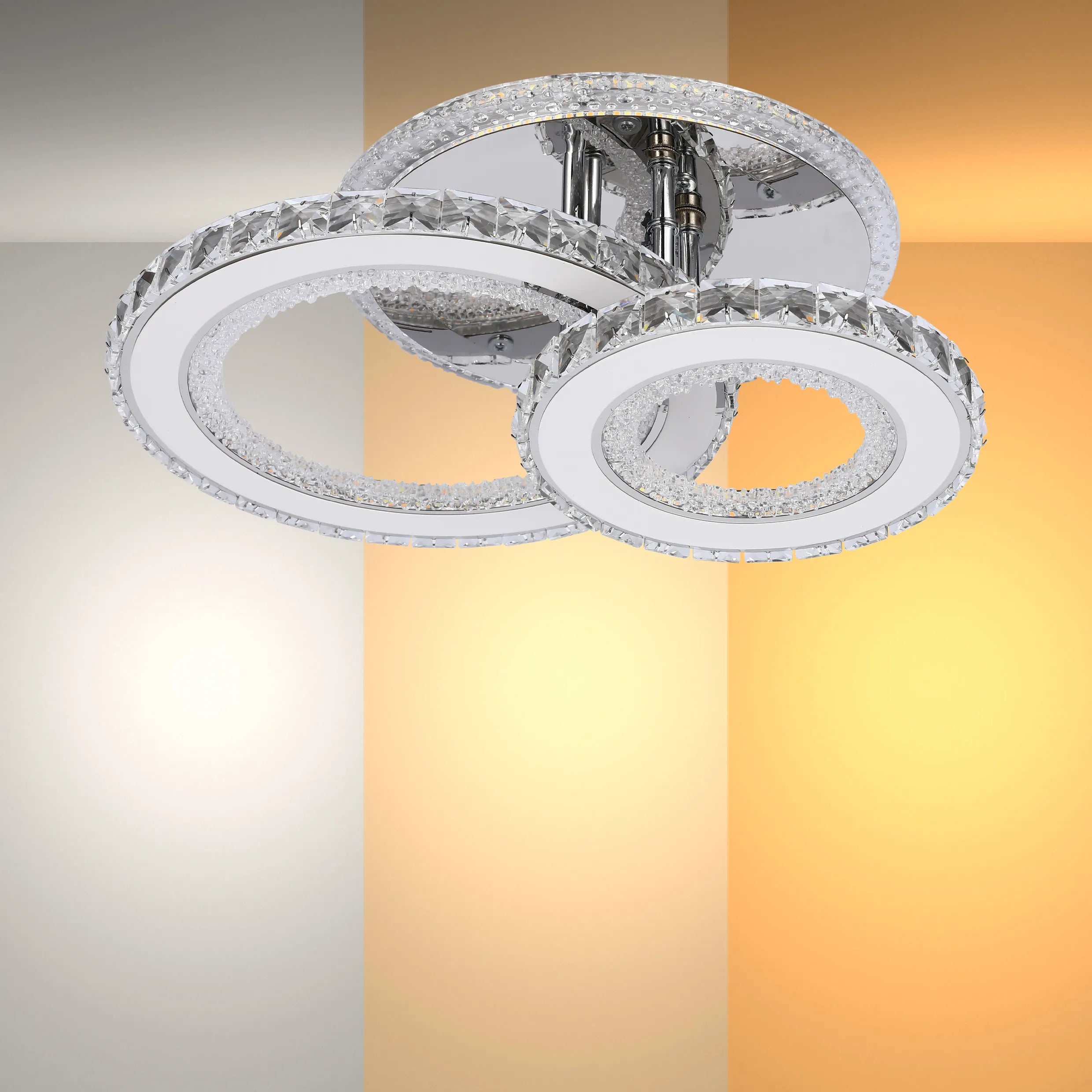 Lámparas de techo LED con cristal - Diseños floral, doble anillo, doble cuadrado, anillo cuádruple