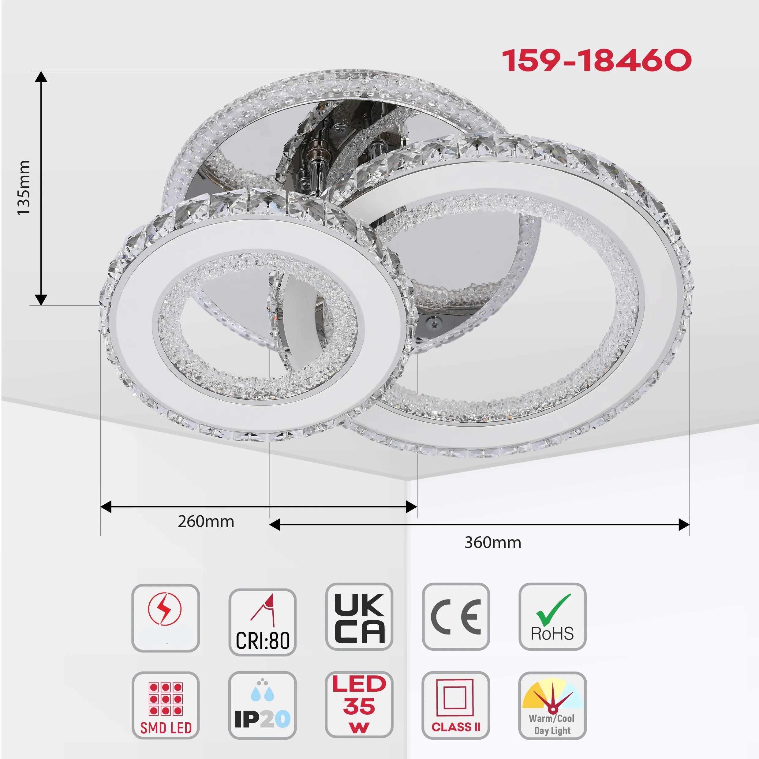 Lámparas de techo LED con cristal - Diseños floral, doble anillo, doble cuadrado, anillo cuádruple