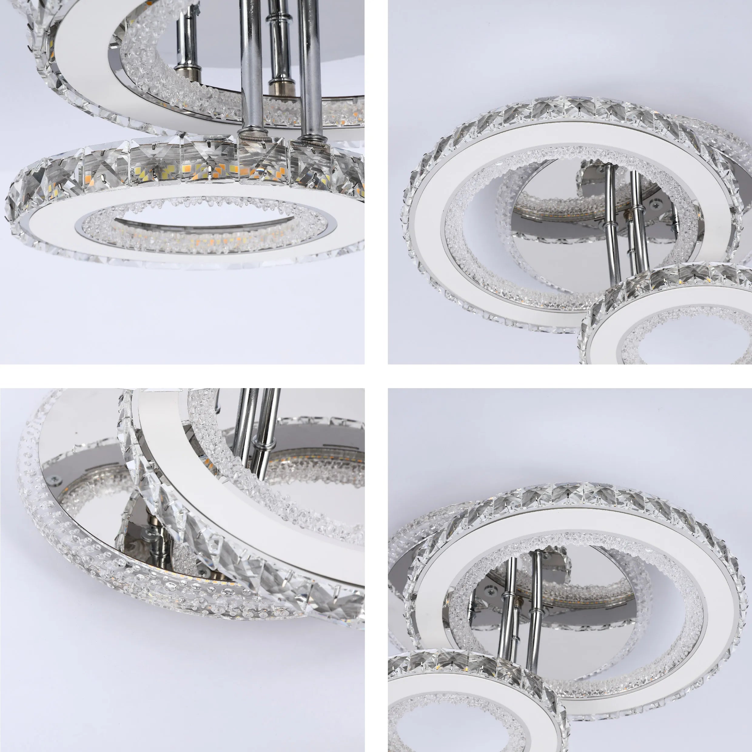 Lámparas de techo LED con cristal - Diseños floral, doble anillo, doble cuadrado, anillo cuádruple