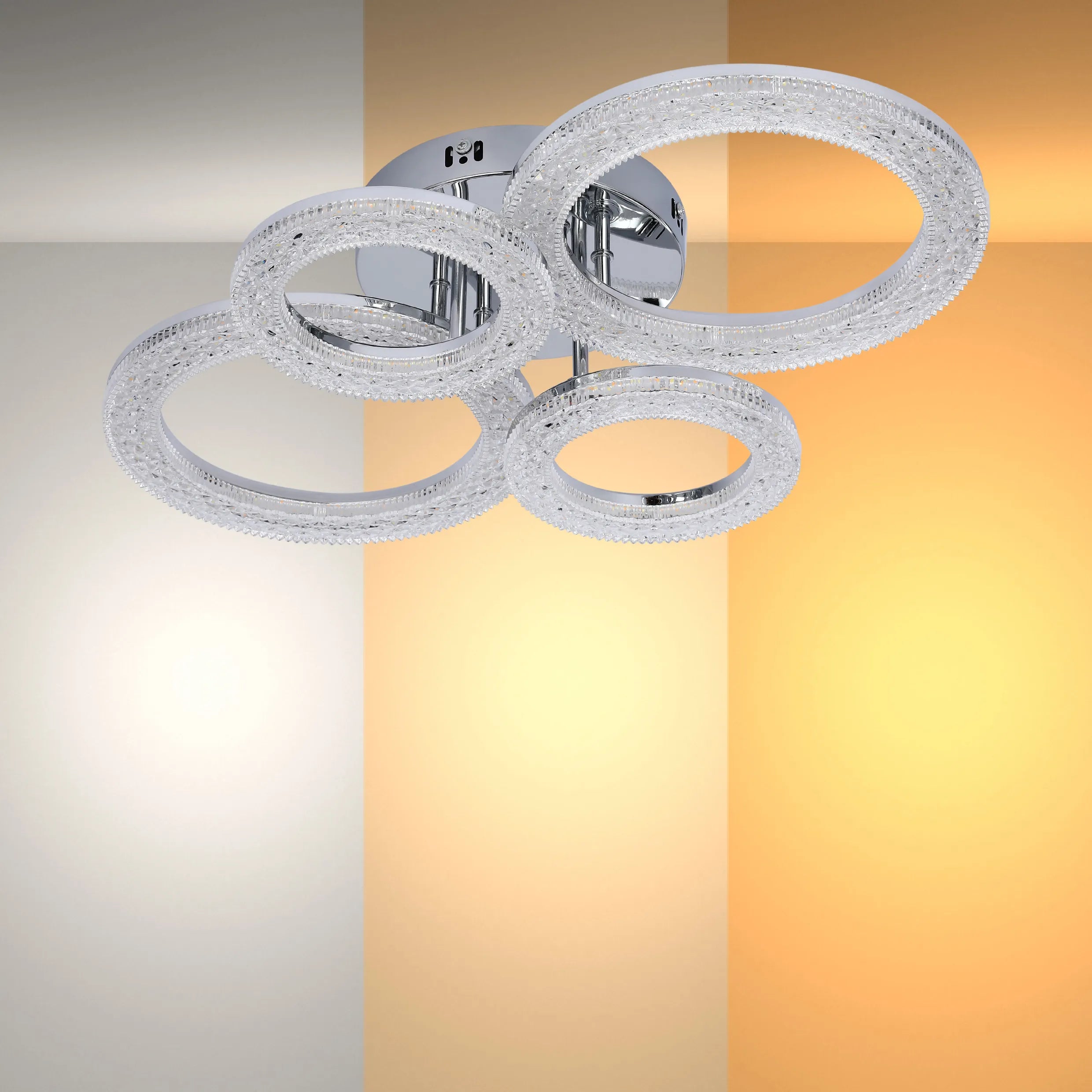 Lámparas de techo LED con cristal - Diseños floral, doble anillo, doble cuadrado, anillo cuádruple