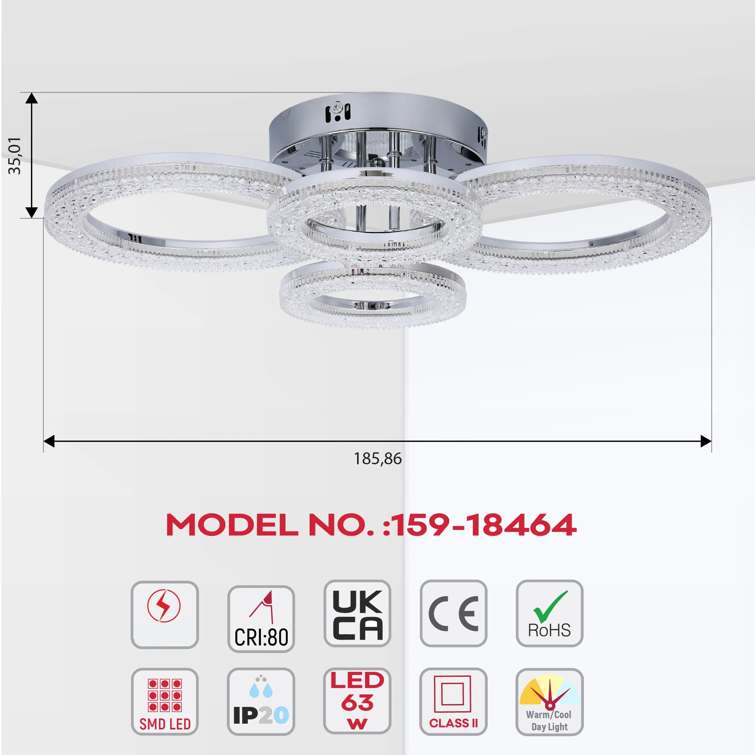 Lámparas de techo LED con cristal - Diseños floral, doble anillo, doble cuadrado, anillo cuádruple