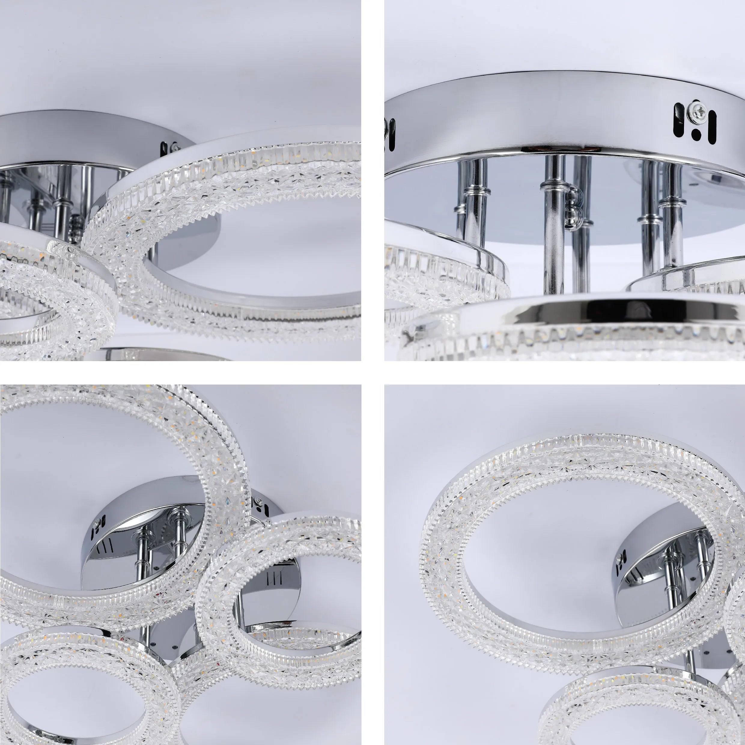 Lámparas de techo LED con cristal - Diseños floral, doble anillo, doble cuadrado, anillo cuádruple
