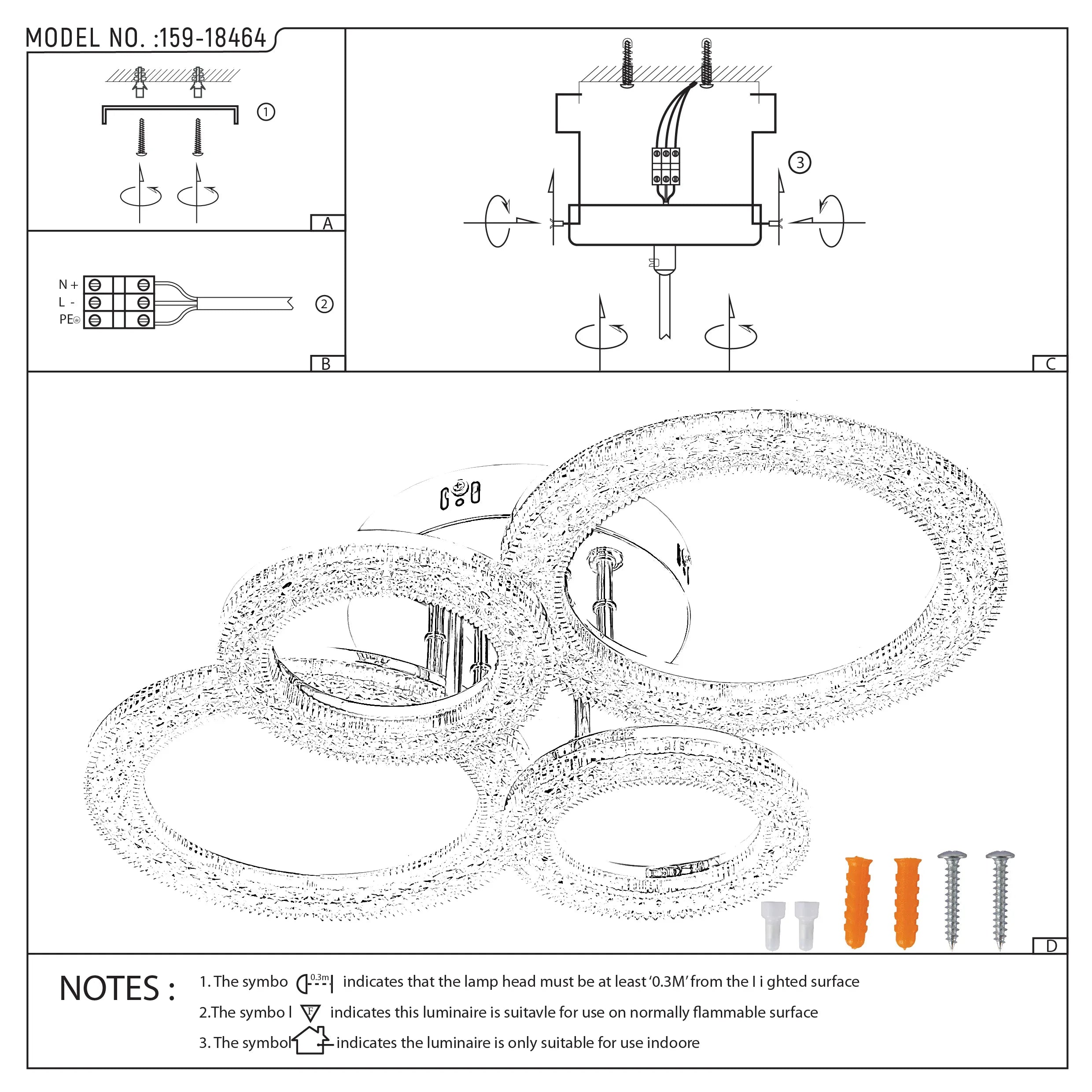 Lámparas de techo LED con cristal - Diseños floral, doble anillo, doble cuadrado, anillo cuádruple