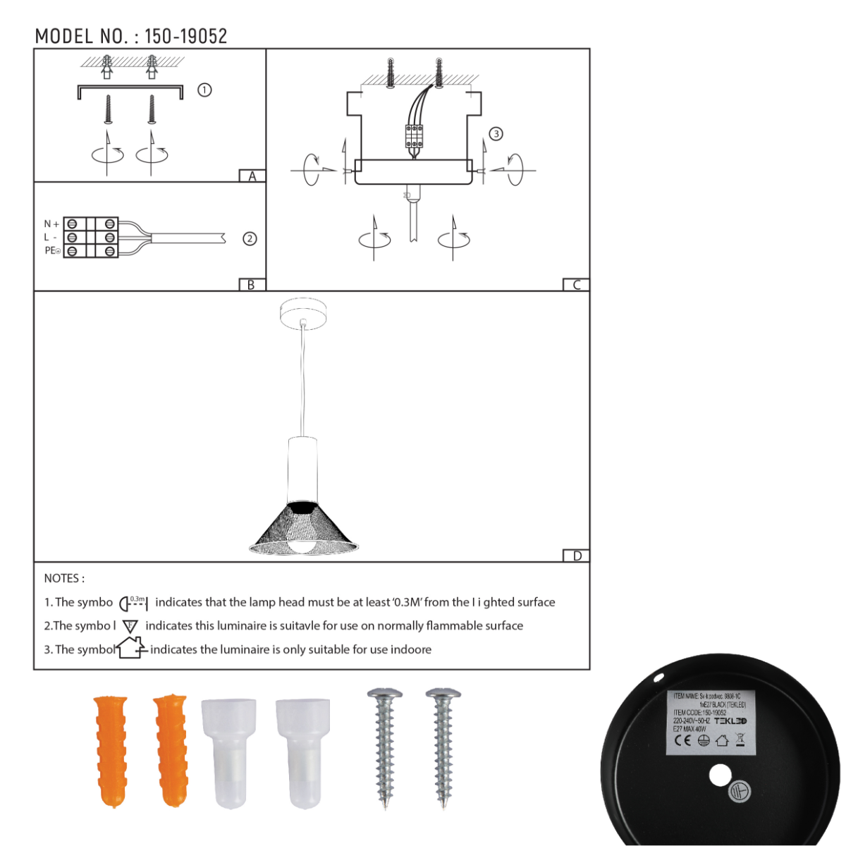 Luz colgante de hormigón texturizado con sombras metálicas, ideal para comedores de estilo industrial moderno.