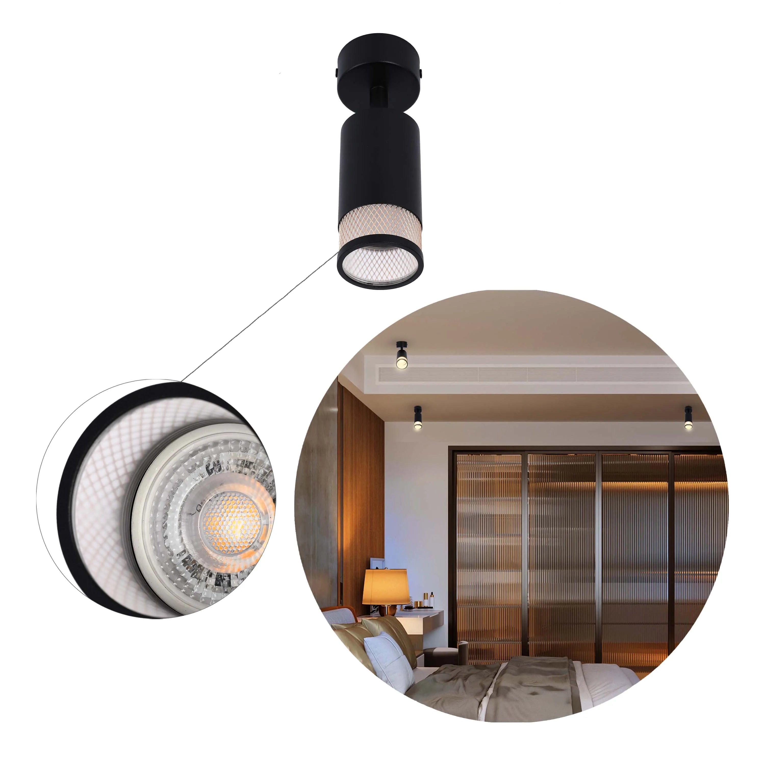 Colección de luces con diseño cilíndrico de malla