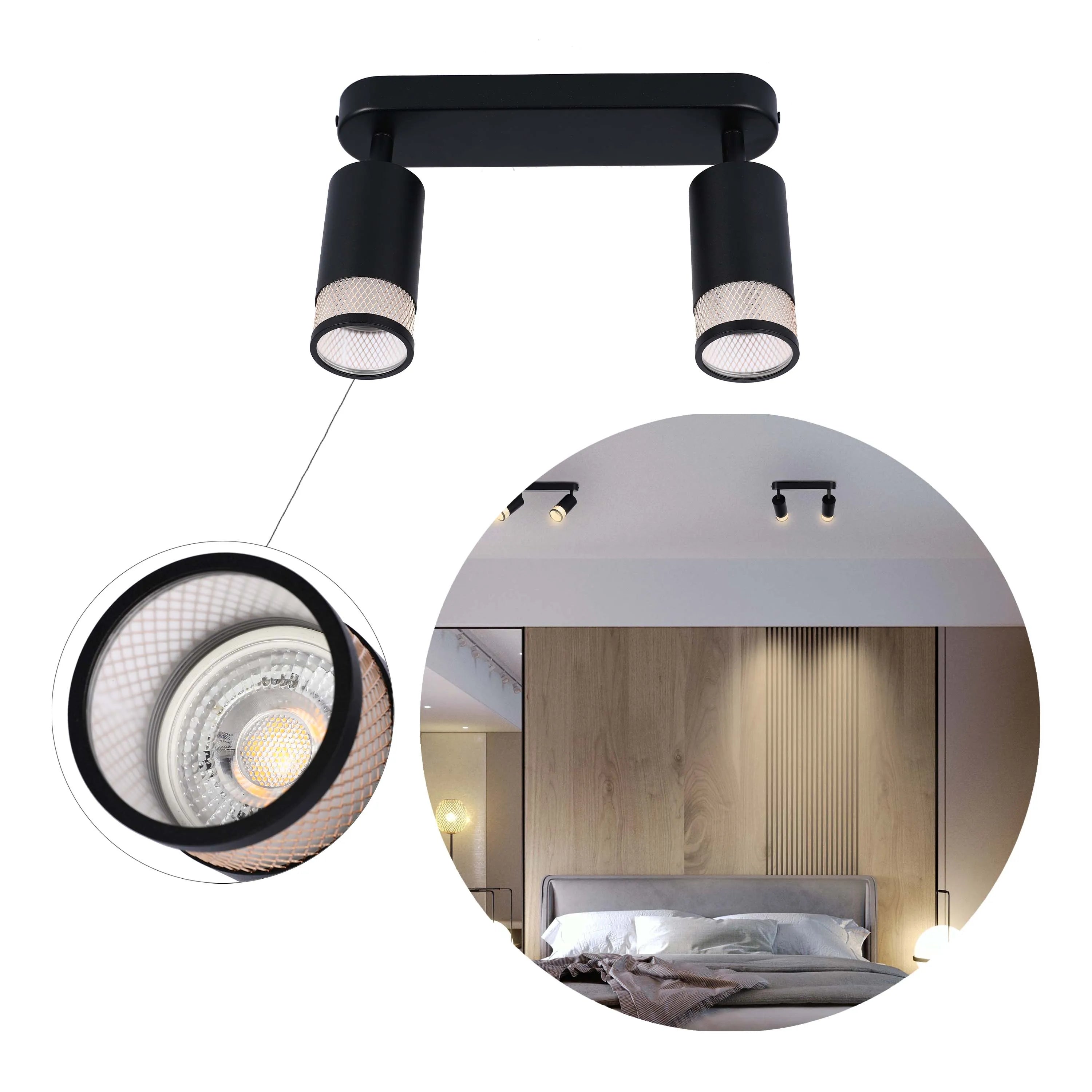 Colección de luces con diseño cilíndrico de malla