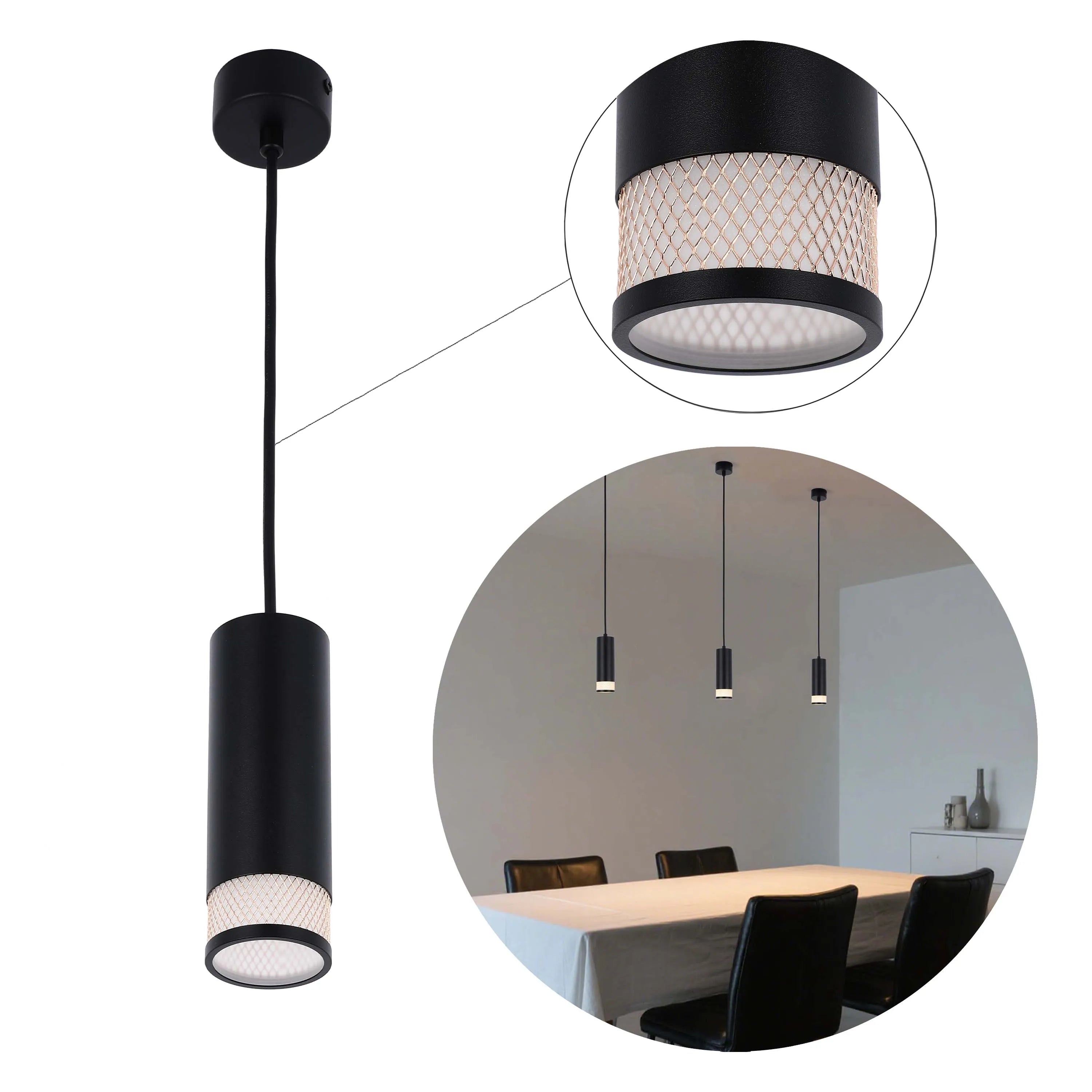 Colección de luces con diseño cilíndrico de malla
