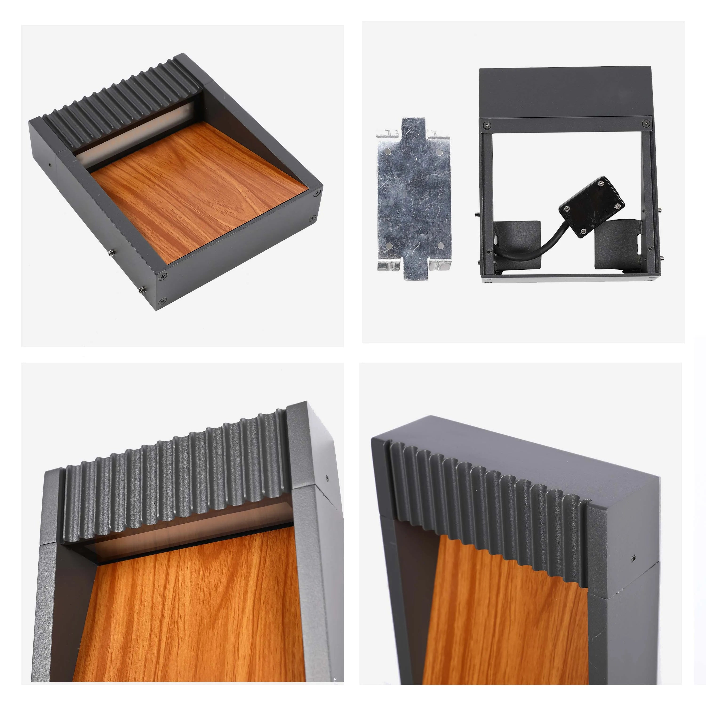 Lámpara de pared para exterior efecto madera color gris oscuro