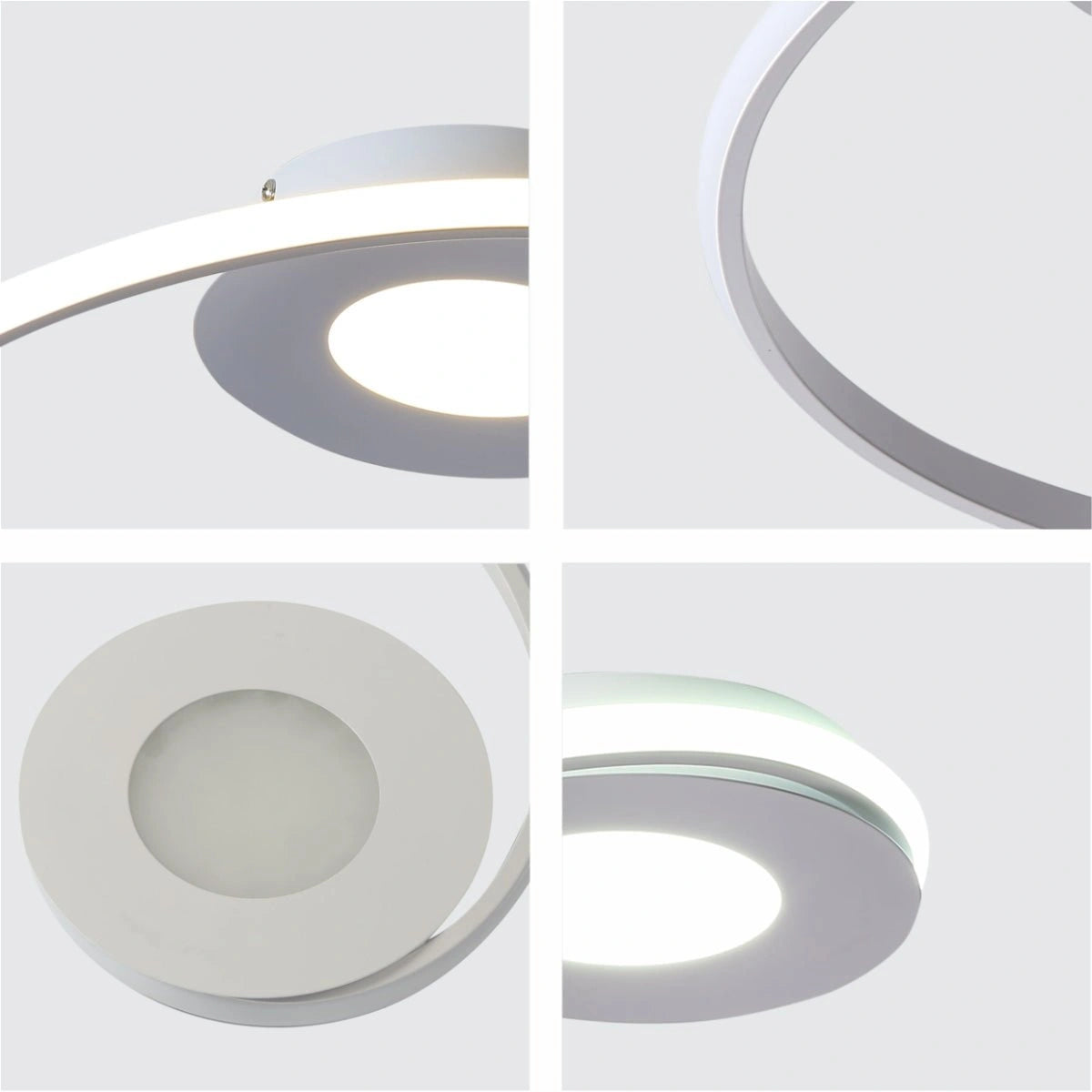 Detailed shots of LED Spiral White Finishing 30W CCT Change Dimmable Contemporary Nordic Scandinavian Flush Ceiling Light with Remote Control | TEKLED 154-17266