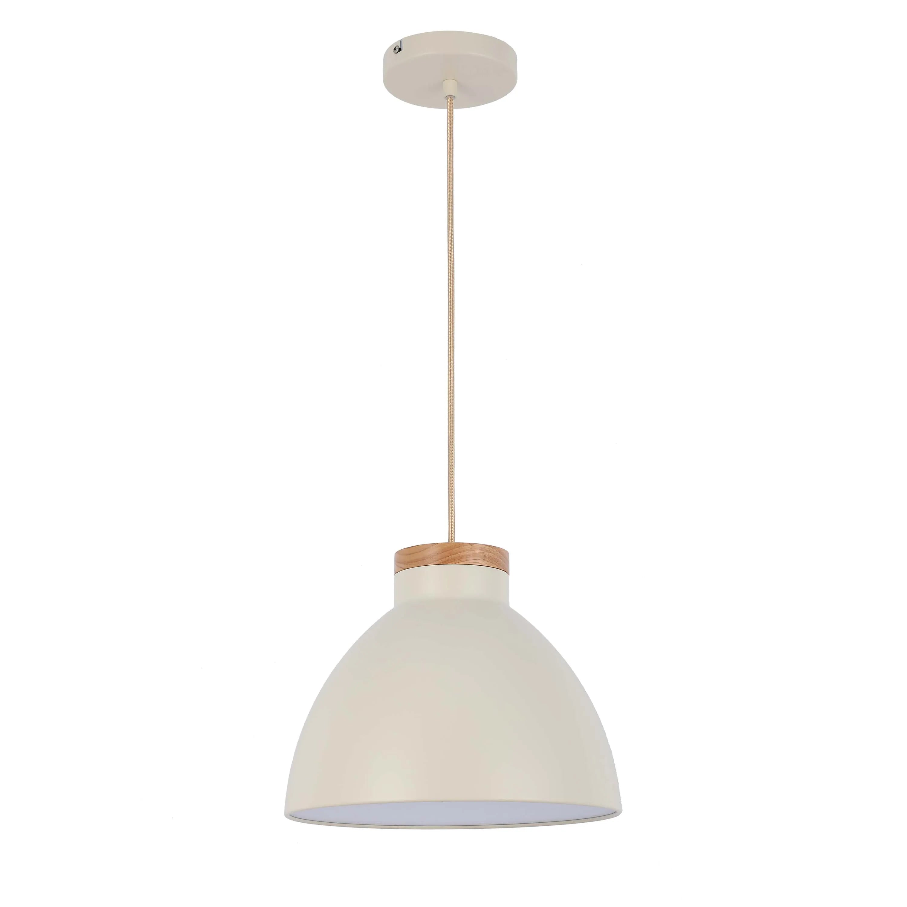 Lámpara colgante tipo cúpula con detalle en madera – Casquillo E27, máximo 40W, IP20