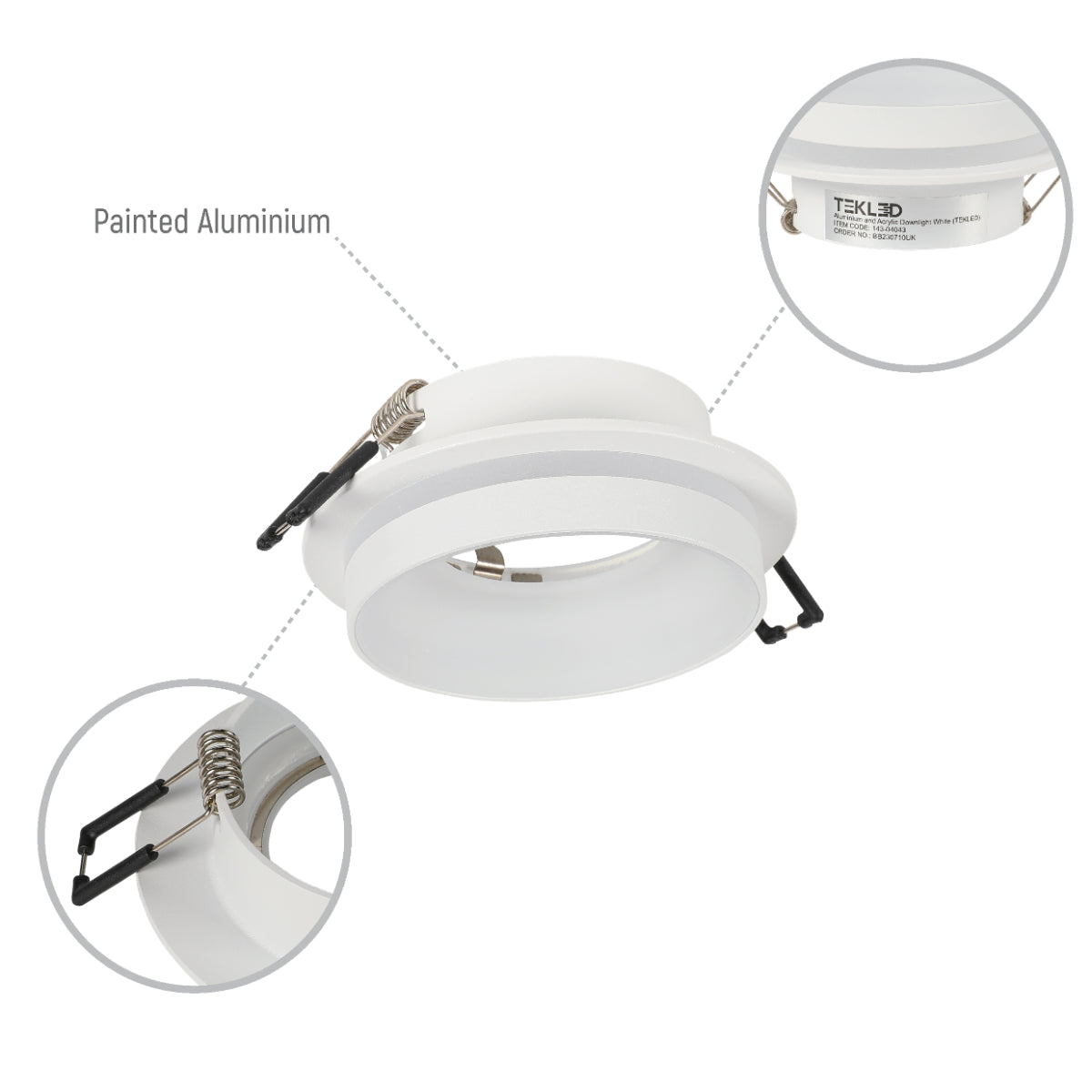 Luz empotrada de aluminio con difusor acrílico, ideal para salones modernos y oficinas con decoración contemporánea.