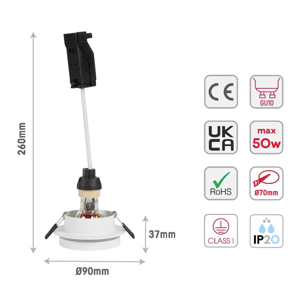 Imagen de un downlight empotrado de aluminio con difusor acrílico, ideal para espacios modernos y minimalistas.