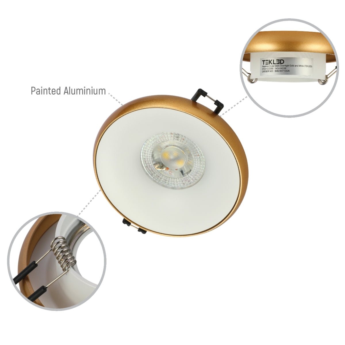 Imagen de un downlight fijo de aluminio fundido con bisel de acento en un ambiente moderno, ideal para salones o oficinas.