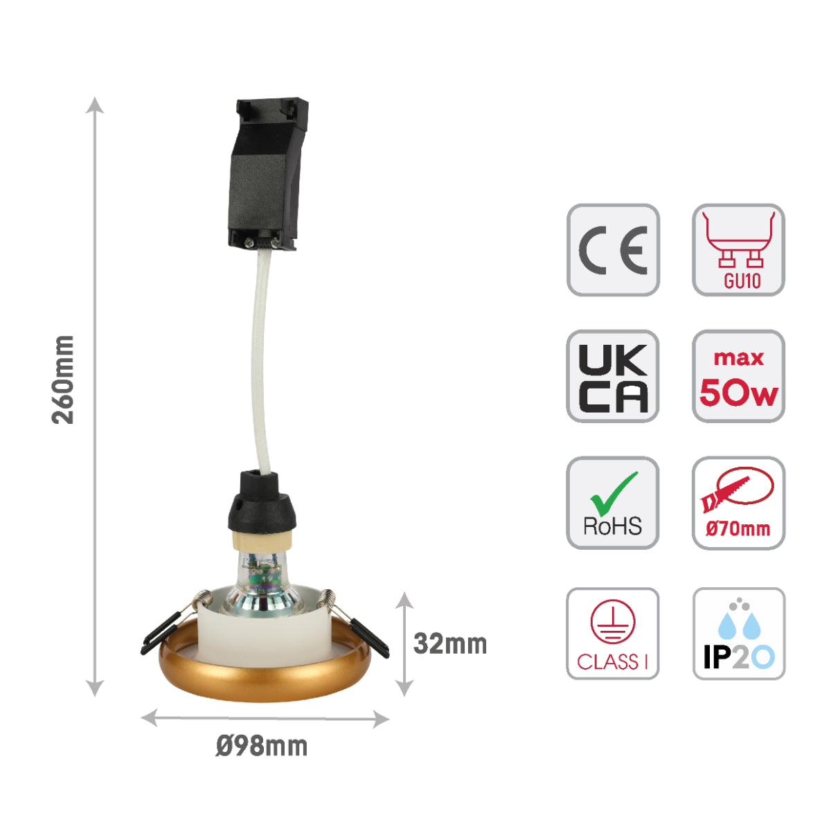 Imagen del downlight empotrable de aluminio fundido, ideal para espacios modernos y contemporáneos, con un diseño elegante y acentos de color.