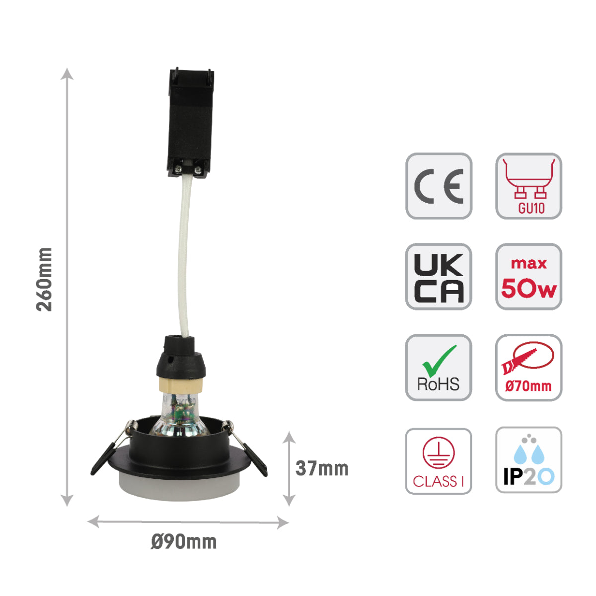 Imagen de un downlight empotrado de aluminio con acrílico opal, ideal para oficinas modernas y minimalistas.
