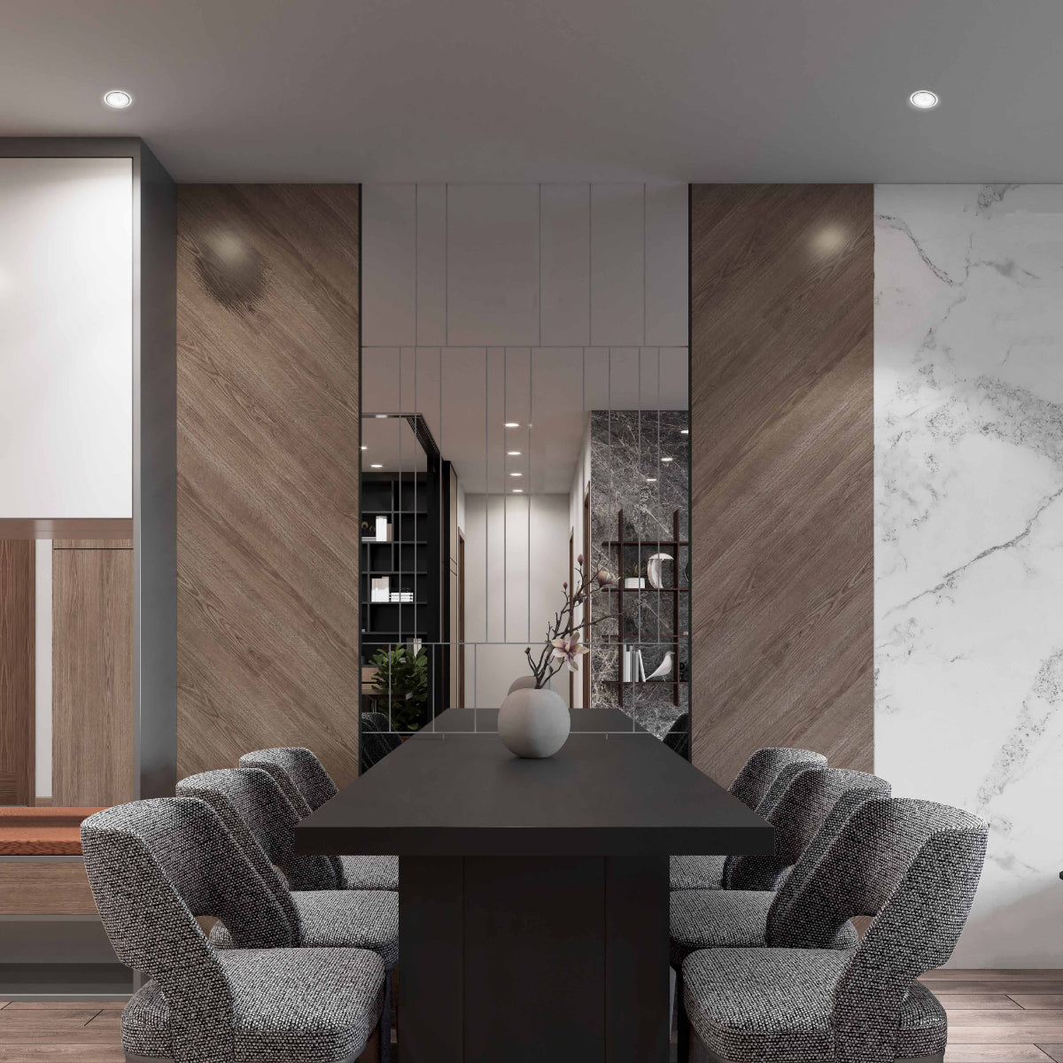 Imagen del downlight fijo de doble bisel, perfecto para iluminación de cove en salones modernos y elegantes.