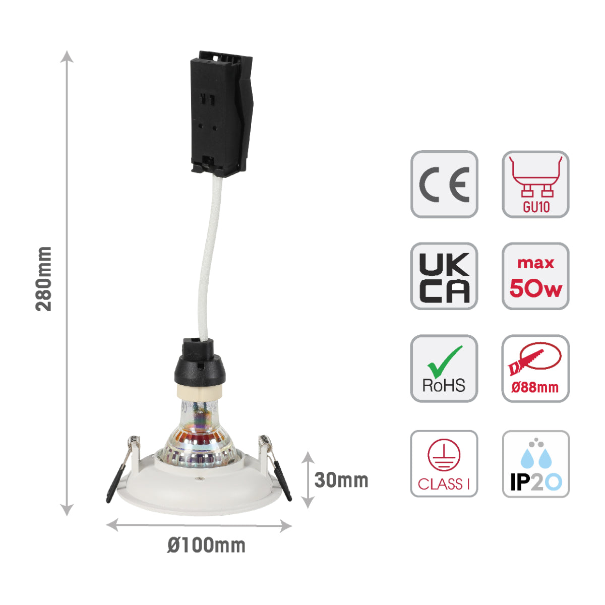 Imagen de un downlight fijo con diseño de doble bisel, ideal para iluminación de cúpulas en espacios modernos y minimalistas.