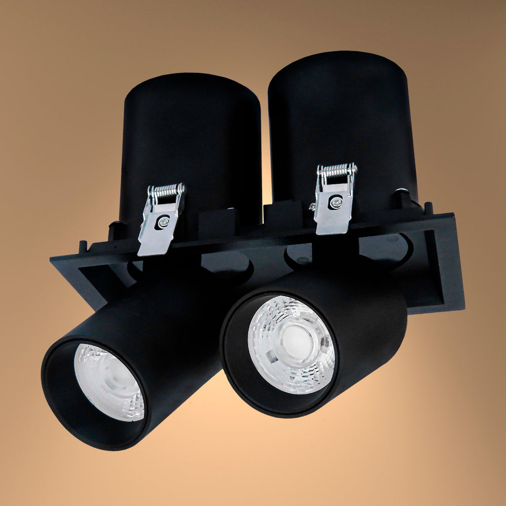 Downlight LED negro telescópico ajustable, ideal para oficinas modernas con luz blanca fría de 4000K, perfecto para iluminación efectiva.