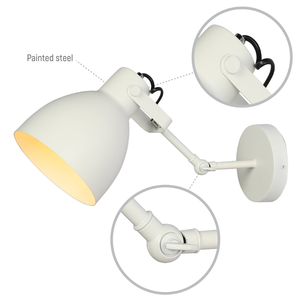 Luz de pared ajustable de estilo nórdico, ideal para iluminar espacios modernos como oficinas o salones.