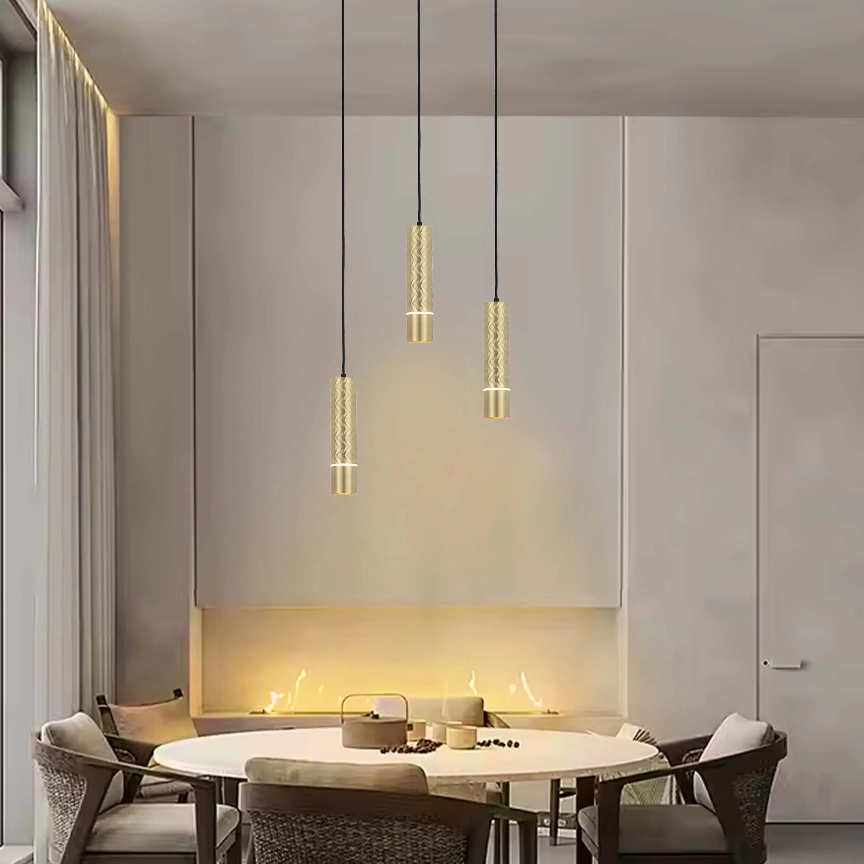 Lámpara colgante con textura geométrica - Portalámparas GU10, regulable, altura 240 mm