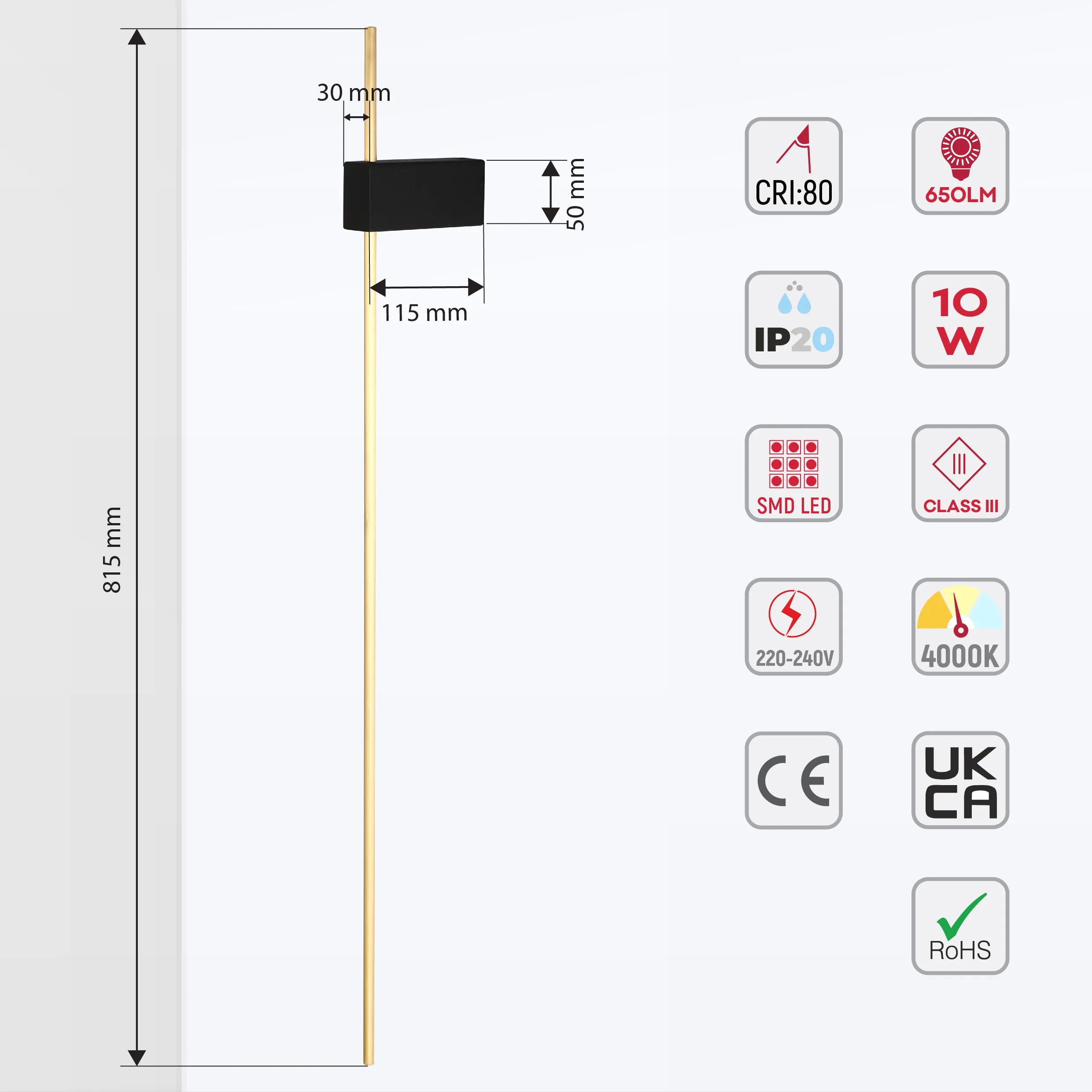 Aplique de Pared LED Aurora Slimline – Minimalista Moderno en Negro y Dorado