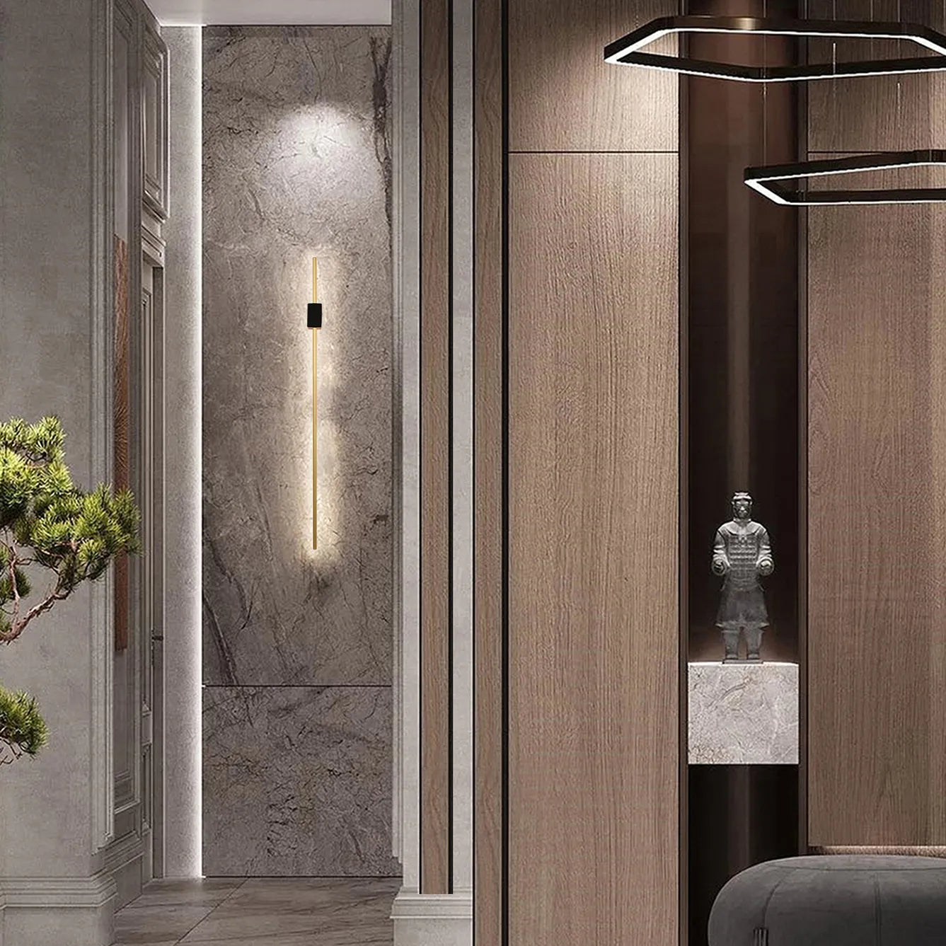 Aplique de Pared LED Aurora Slimline – Minimalista Moderno en Negro y Dorado