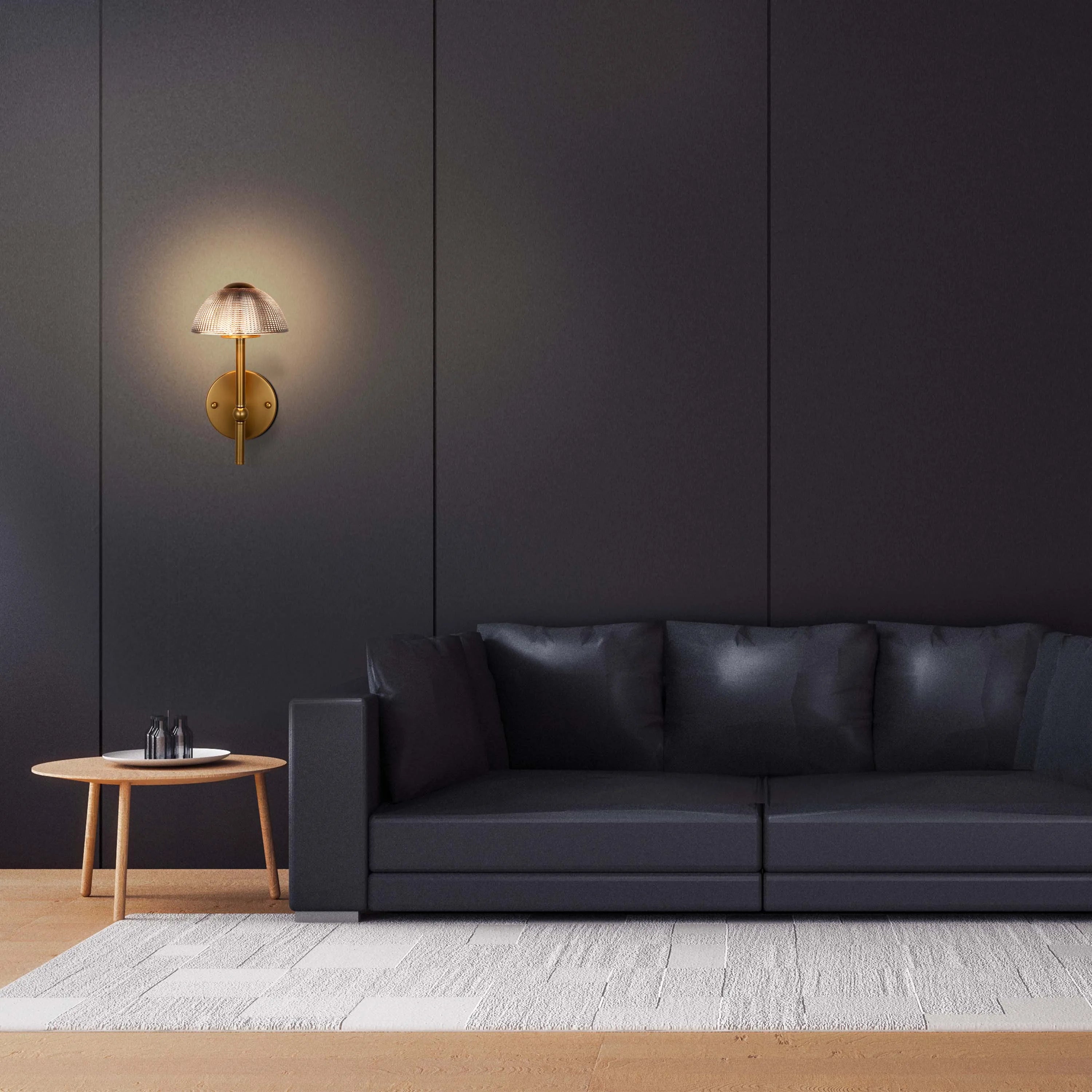 Lámpara de pared de cristal en forma de hongo – LED integrado de 5W, con interruptor para 3 temperaturas de color (3CCT)