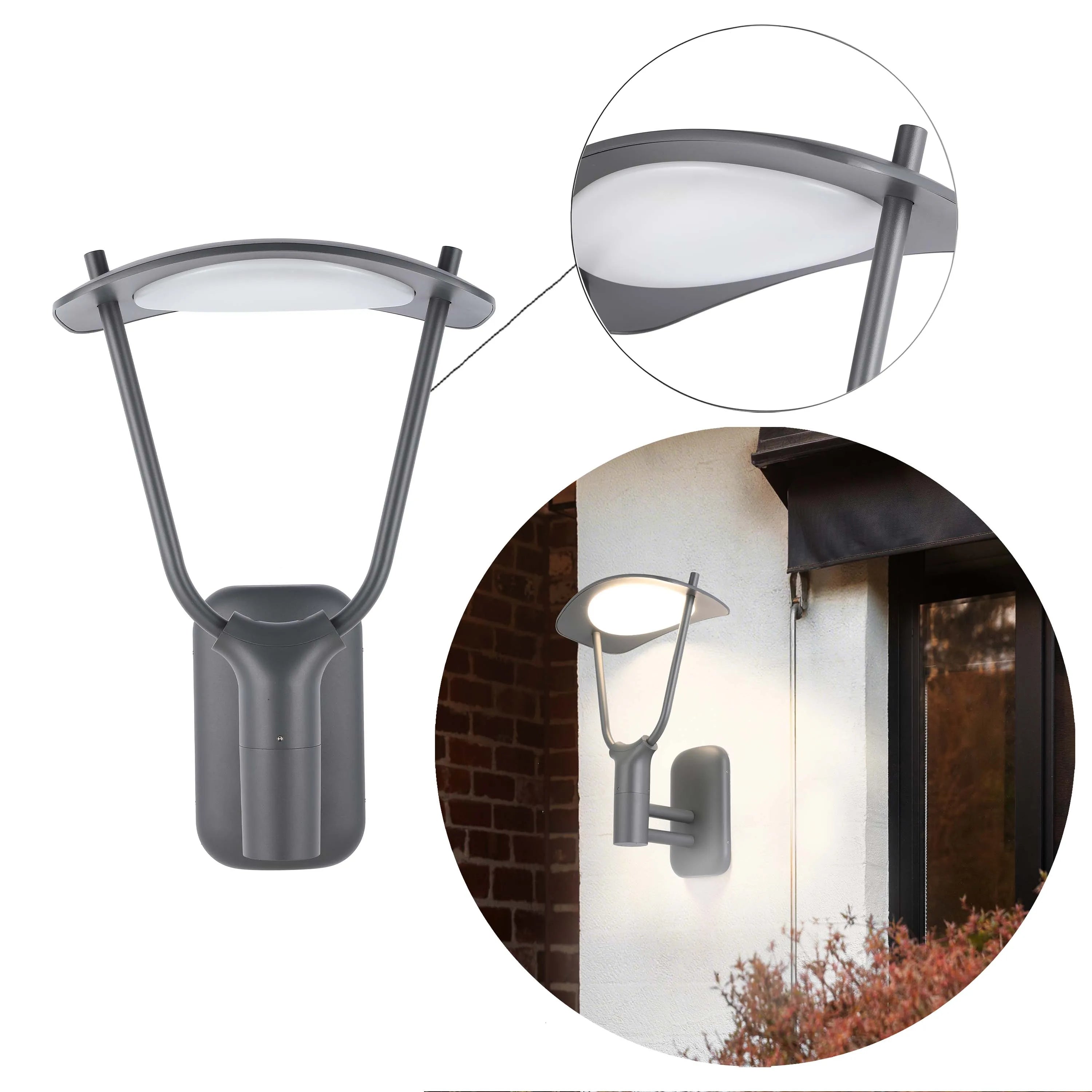 Lámpara de pared moderna gris para exterior con grado de protección IP65
