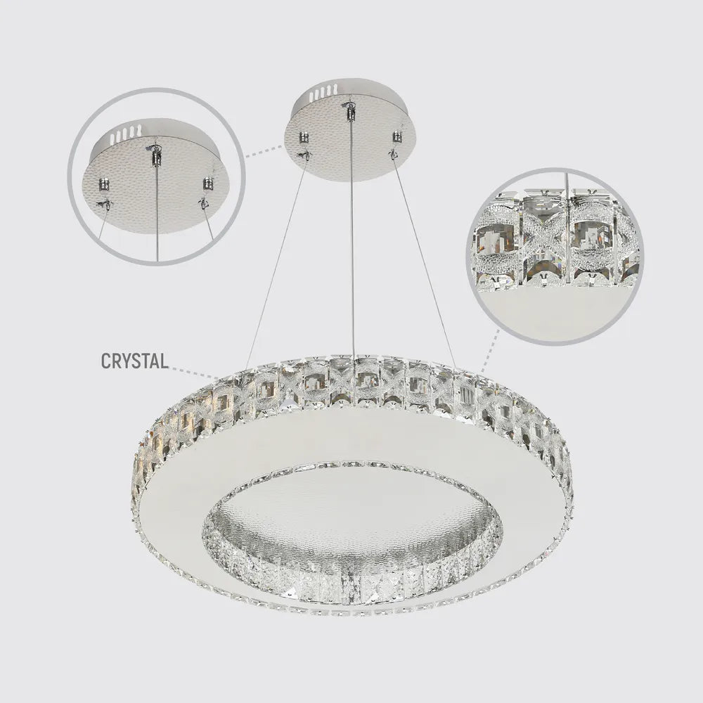 Detalles del Candelabro LED Helix Crystal con Acabado Cromado Ondulado 80W-159-18346