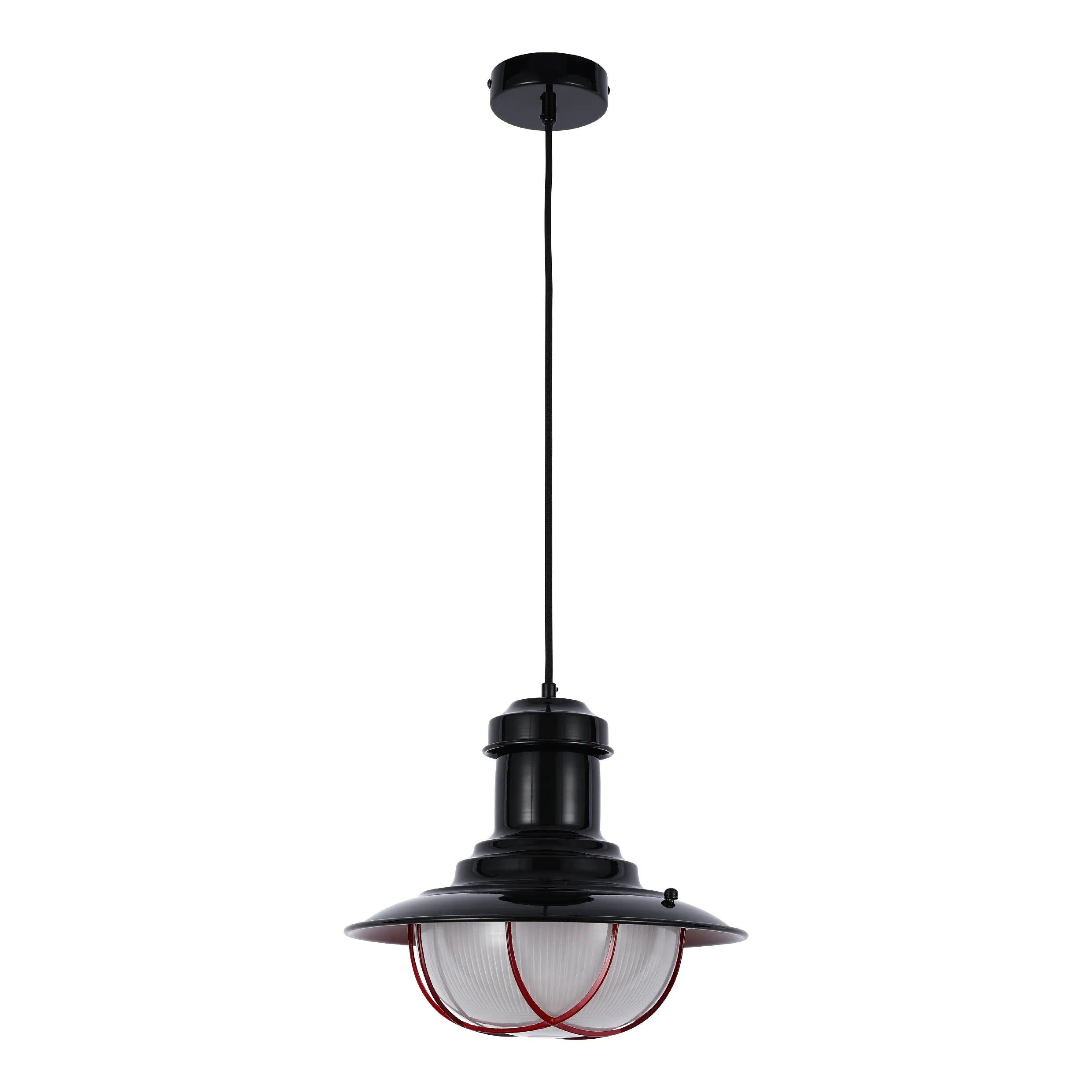 Lámparas Colgantes Estilo Jaula Industrial – Latón Antiguo y Negro con Detalles Rojos