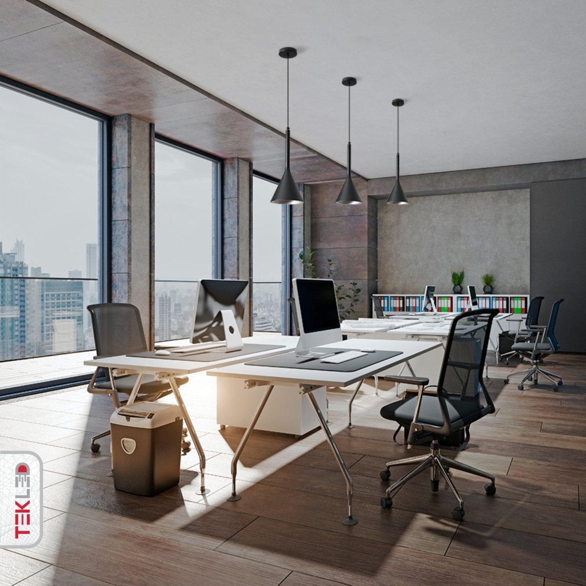 Indoor usage of Black Funnel Nordic Modern Metal Ceiling Pendant Light with E27 Fitting | TEKLED 150-18394
