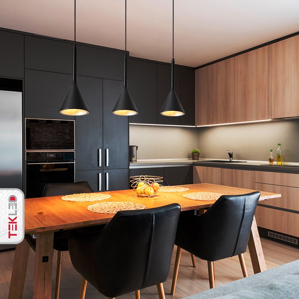 Interior application of Black Funnel Nordic Modern Metal Ceiling Pendant Light with E27 Fitting | TEKLED 150-18394