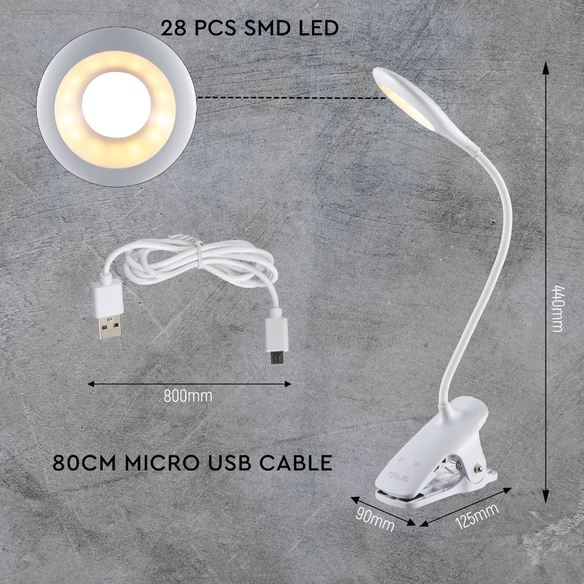 Interior application of Ringo White Rechargable Clip on Reading Desk Light Dimmable and Colour Modes | TEKLED 130-03620