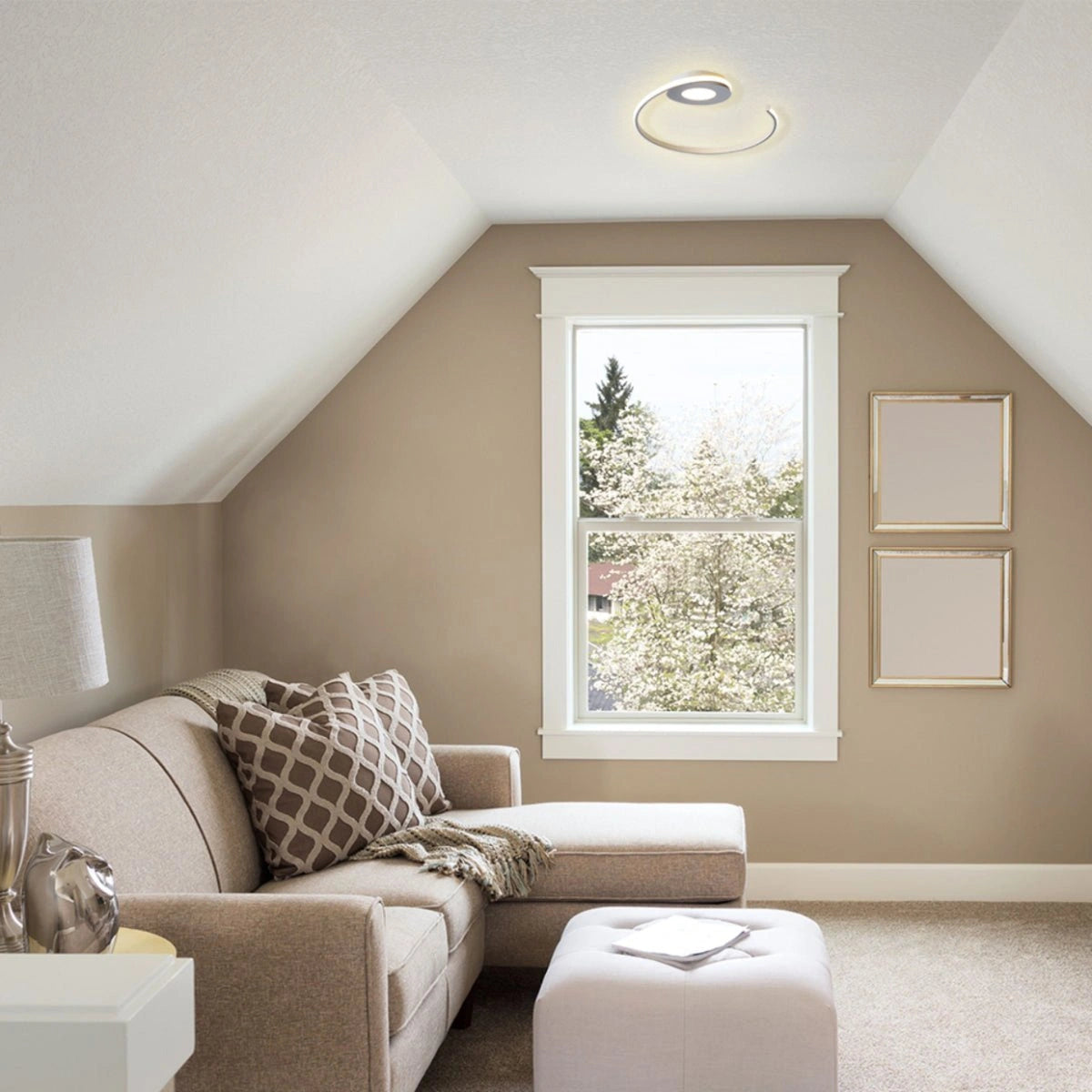 Interior application of LED Spiral White Finishing 30W CCT Change Dimmable Contemporary Nordic Scandinavian Flush Ceiling Light with Remote Control | TEKLED 154-17266