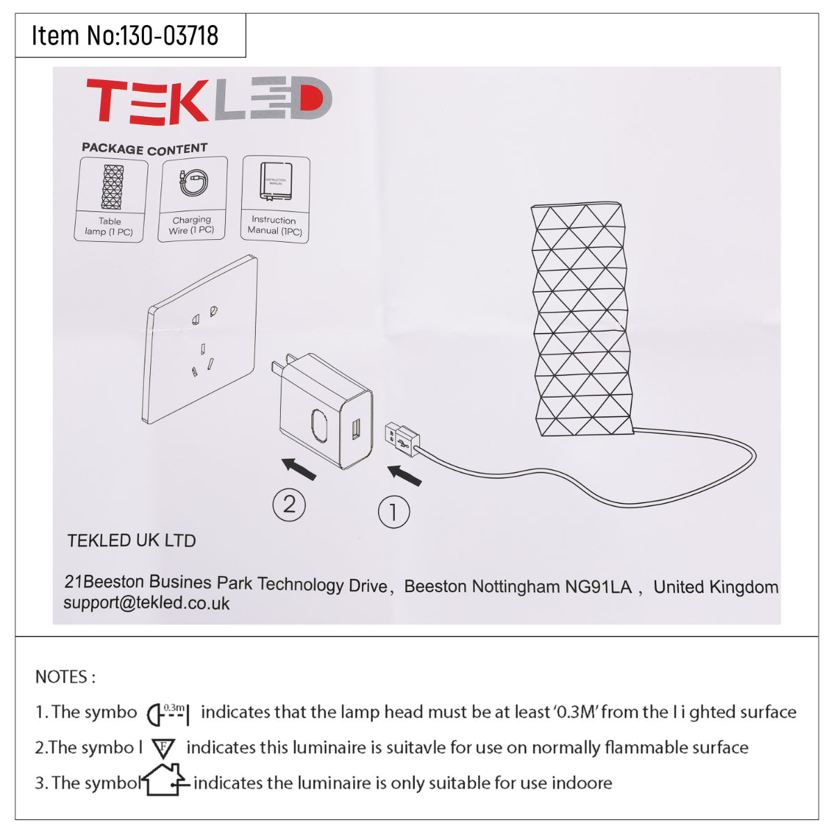 Dibujo técnico de lámpara cilíndrica recargable, mostrando dimensiones y especificaciones para uso en decoración moderna.