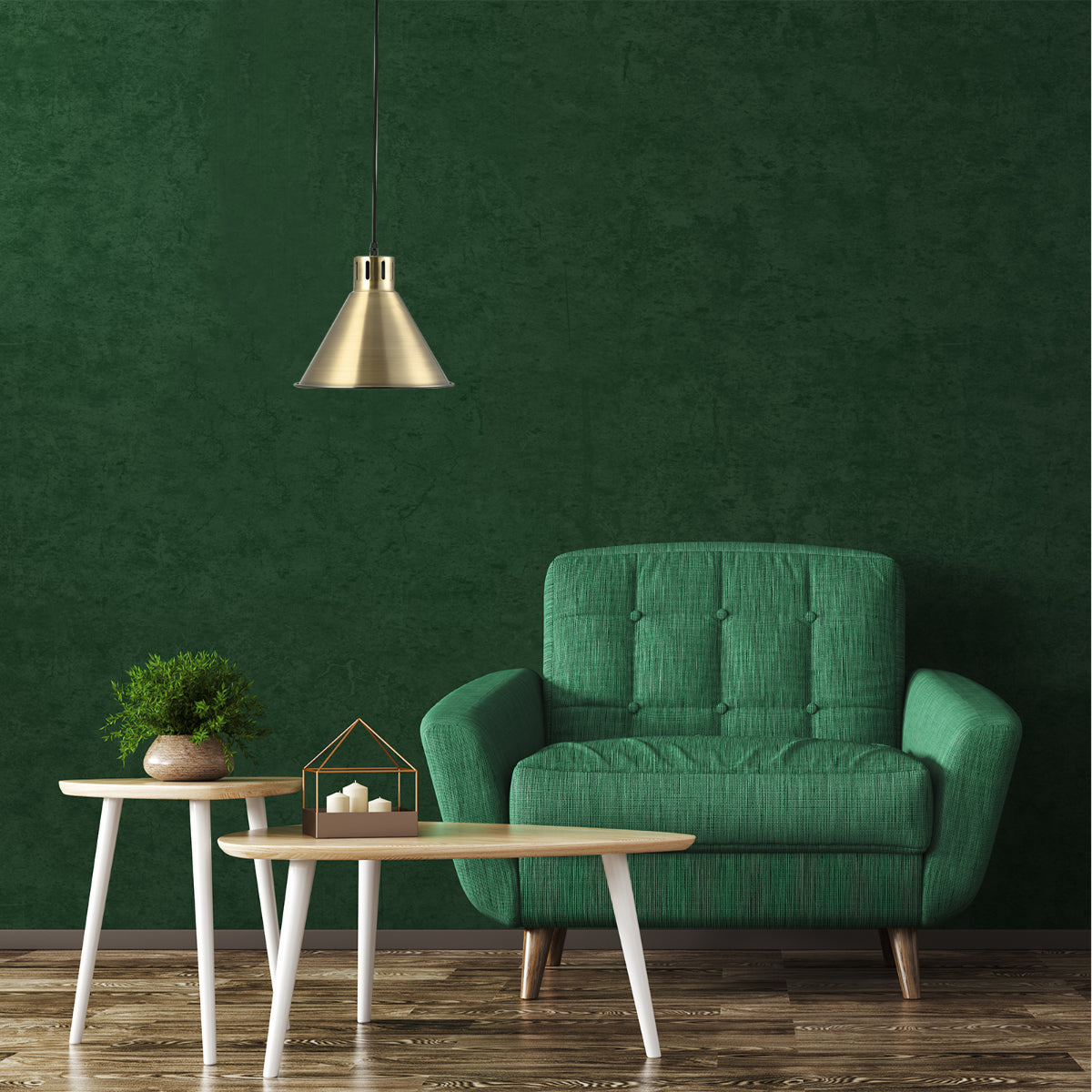 Lámpara colgante cónica industrial, perfecta para cocinas modernas con un toque rústico y contemporáneo. Ideal para espacios abiertos.