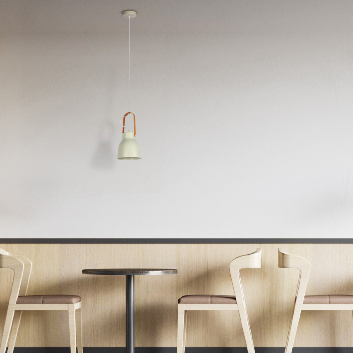 Luz colgante en forma de cono de diseño nórdico, perfecta para iluminar salas de estar con estilo contemporáneo.