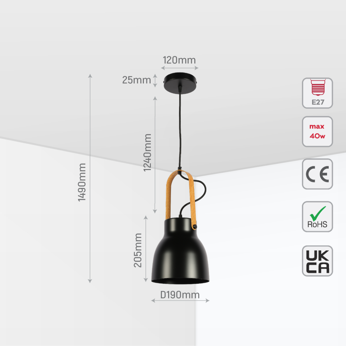 Lámpara colgante en forma de cono, ideal para espacios nórdicos y contemporáneos, perfecta para comedores y cocinas modernas.