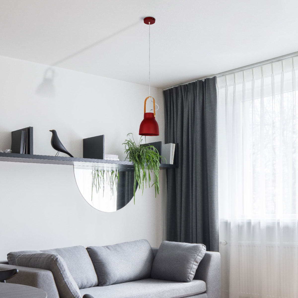 Lámpara colgante cónica Narvik sobre una mesa de comedor en un ambiente nórdico, ideal para decoración moderna y acogedora.