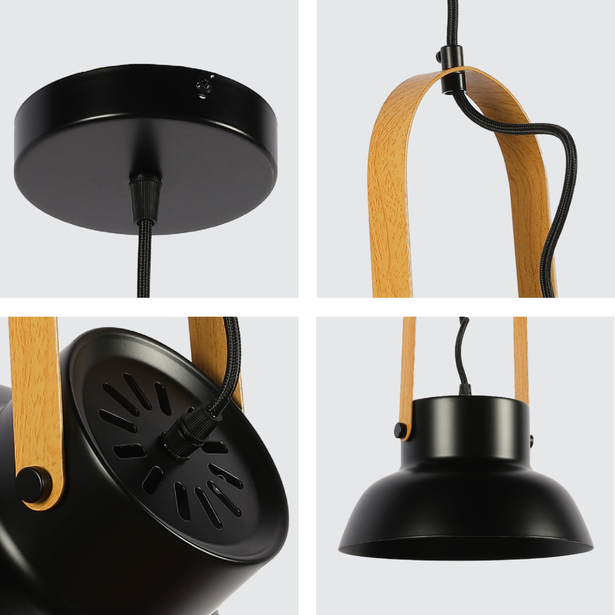 Primer plano de la lámpara colgante de estilo nórdico en forma de cono, ideal para salas modernas y comedores elegantes.