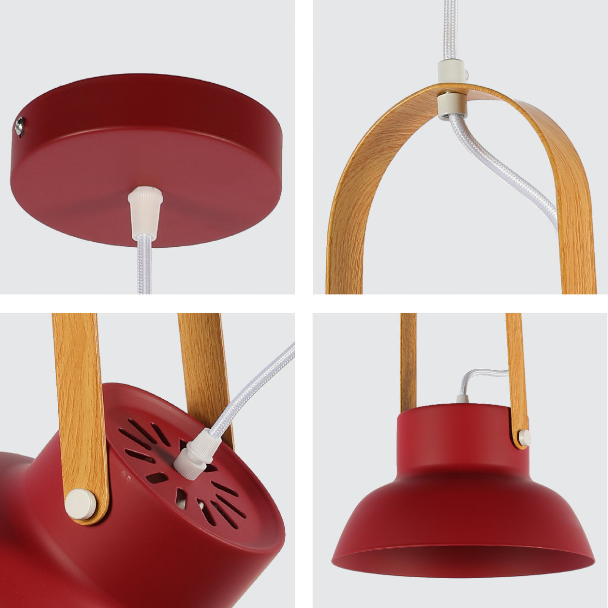 Primer plano de la elegante lámpara colgante nórdica con acabado mate, ideal para comedores de estilo moderno.