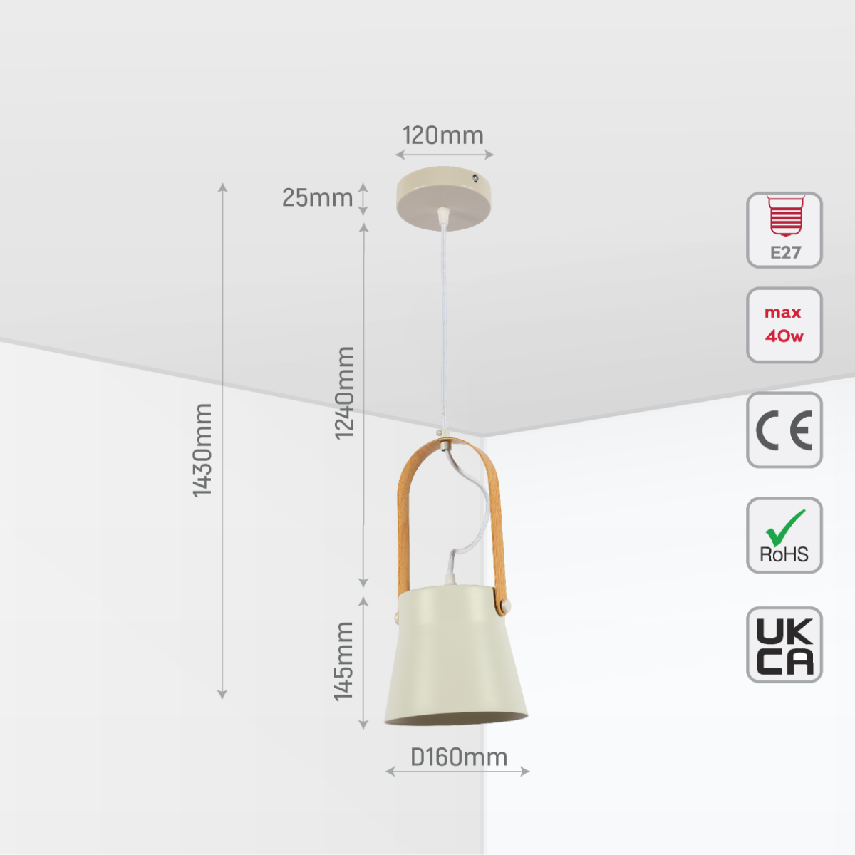 Lámpara colgante cónica nórdica, perfecta para espacios modernos como cocinas o comedores, aportando un toque elegante y minimalista.